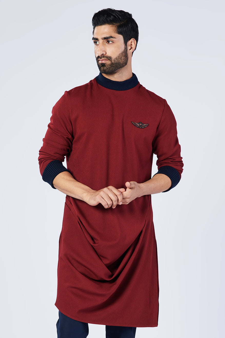 Cherry Raised Neck Kurta