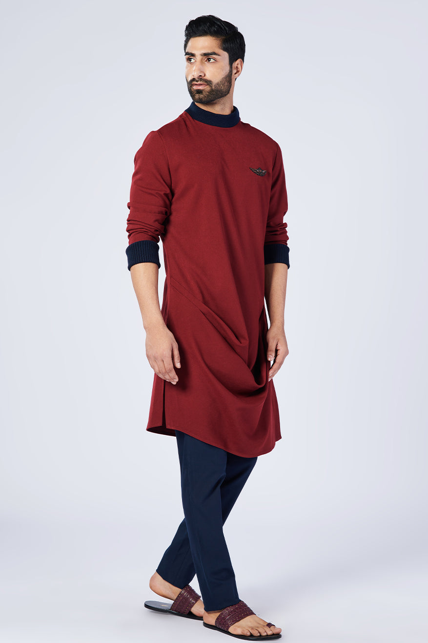 Cherry Raised Neck Kurta