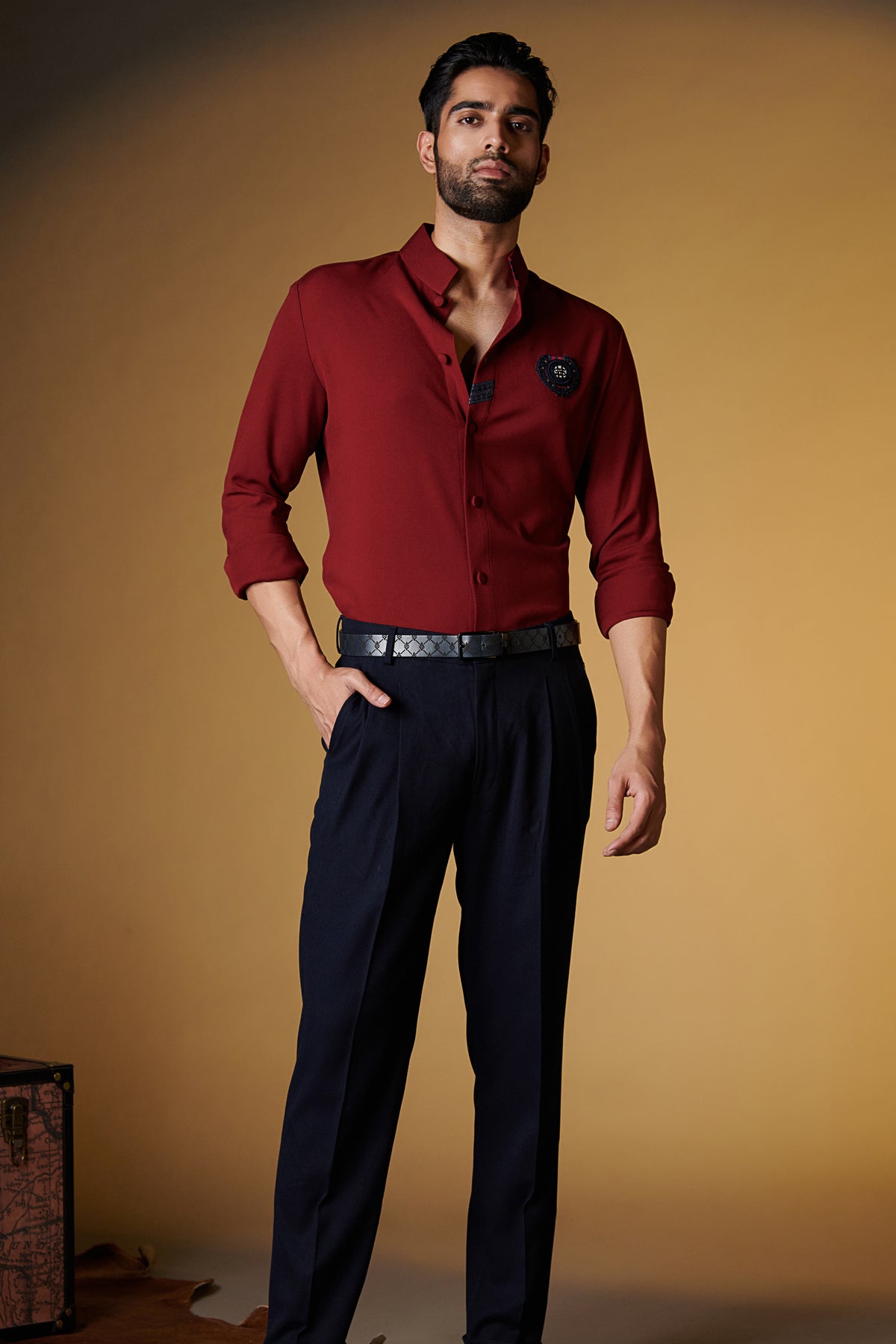 Cherry Shirt with Signature Navy Crest