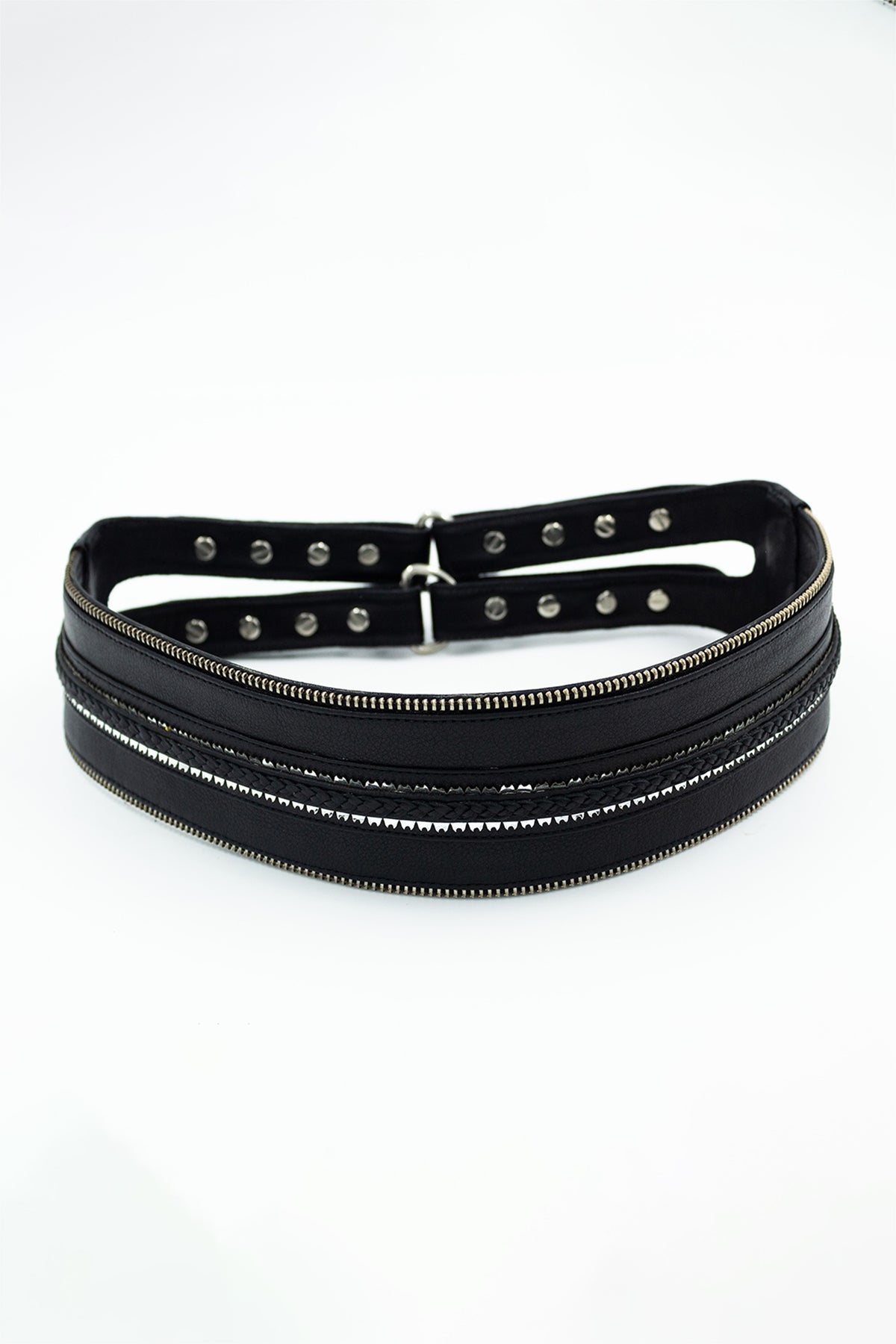 Black Broad Leather Belt