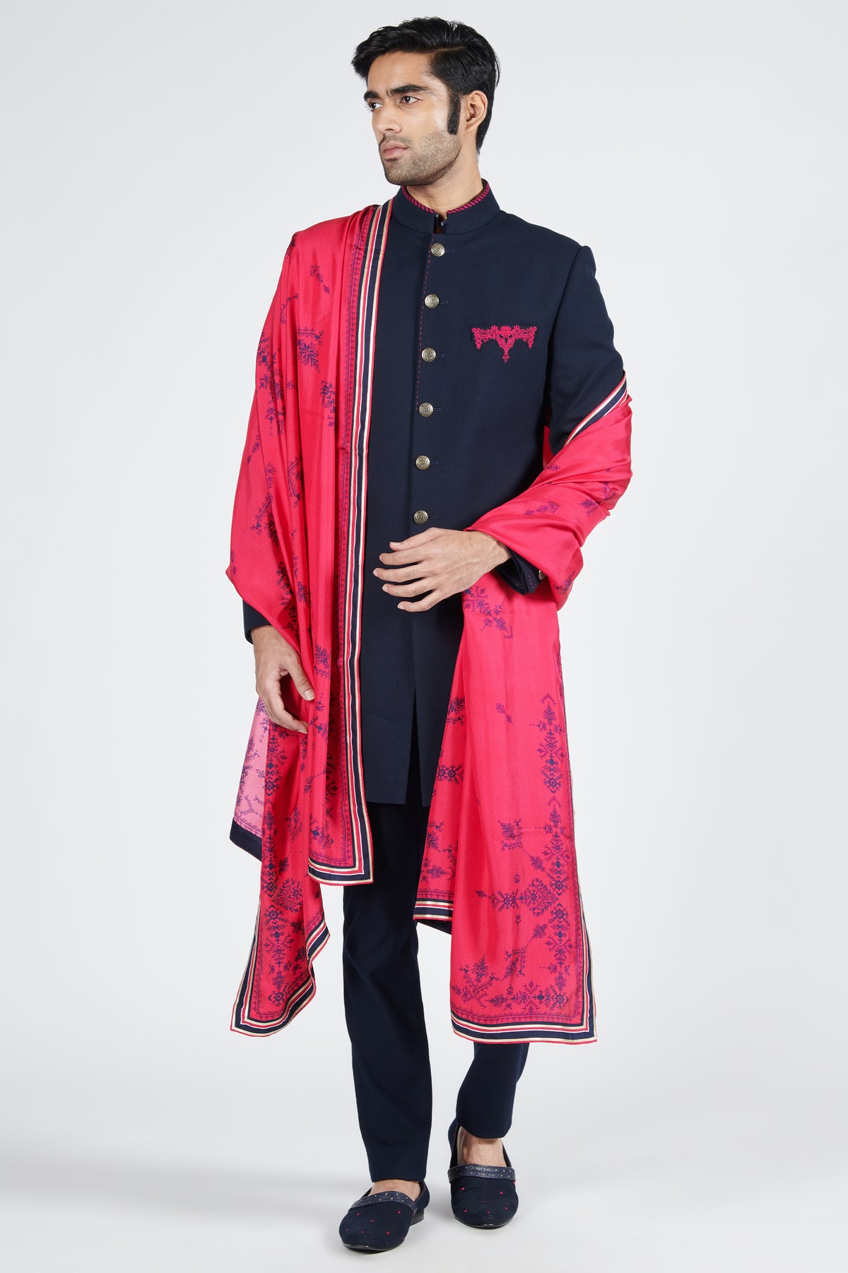 Pink Printed Silk Stole