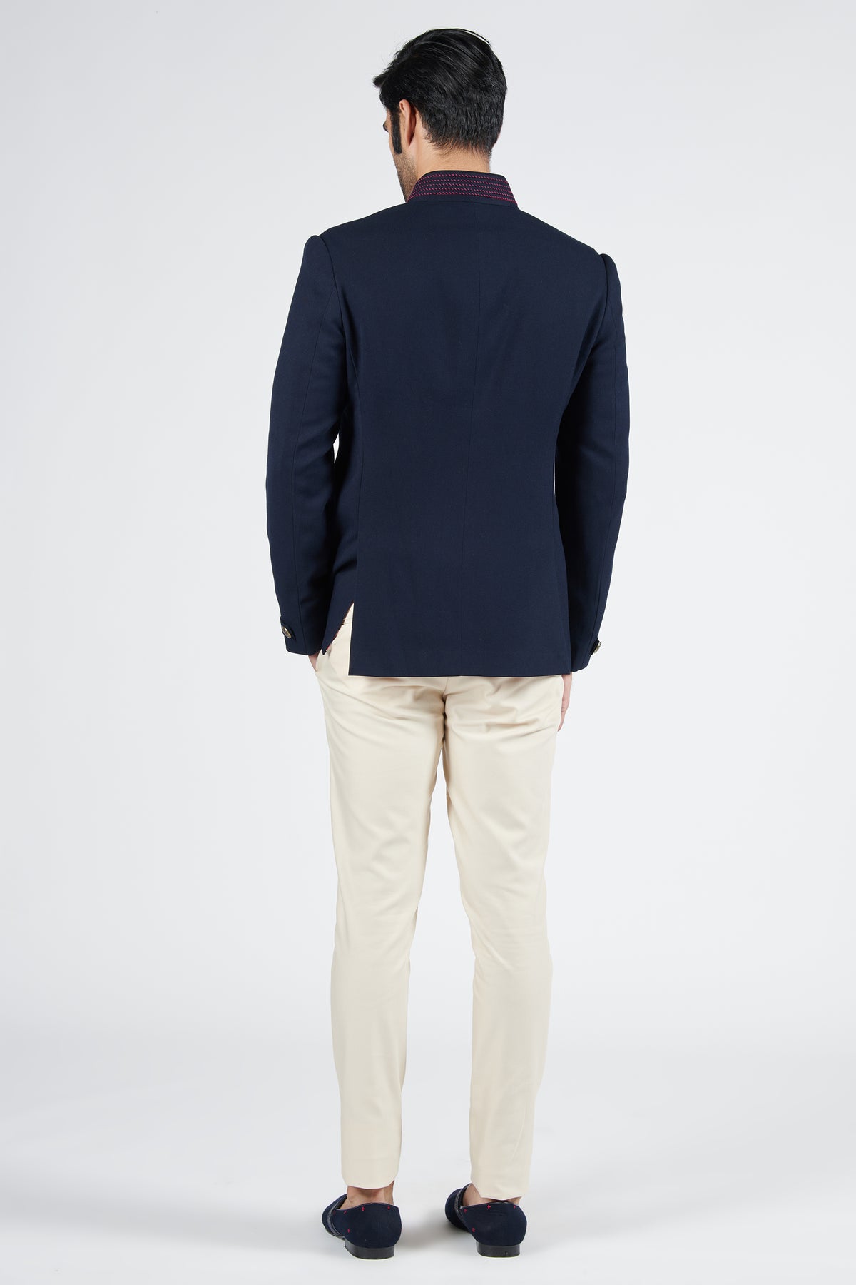 Navy Embroidered Bandhgala
