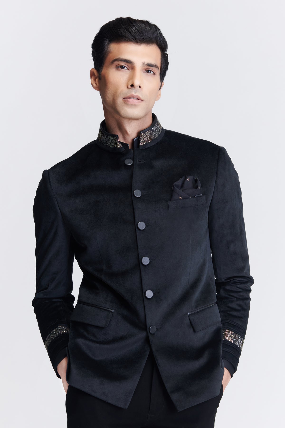 Diamante Velvet Bandhgala
