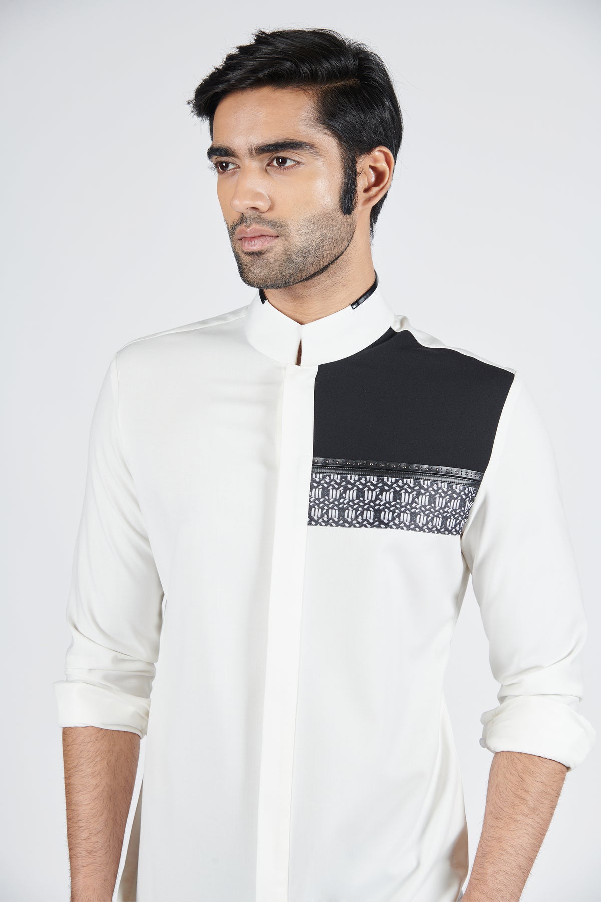 Off white Kurta with Engraved Panel