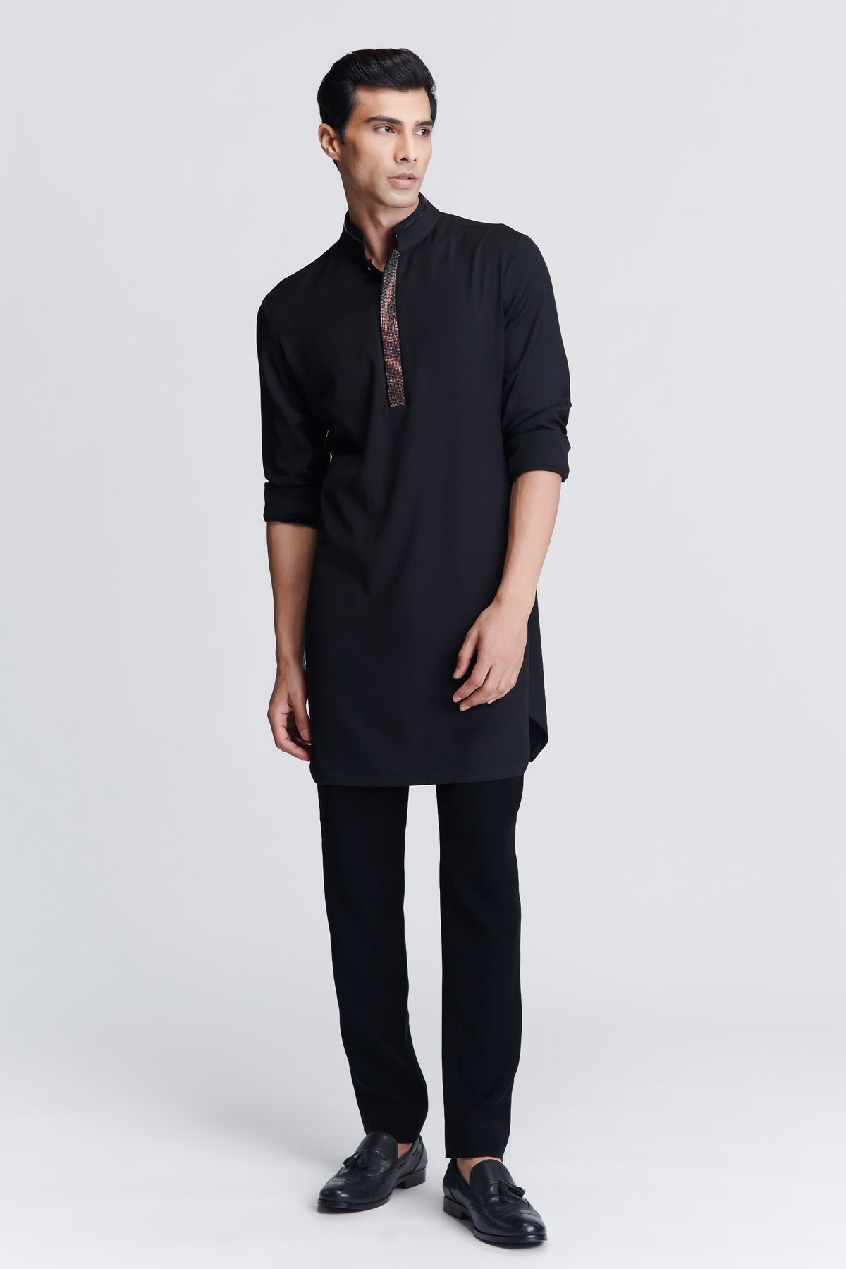 Black Diamante Placket Kurta