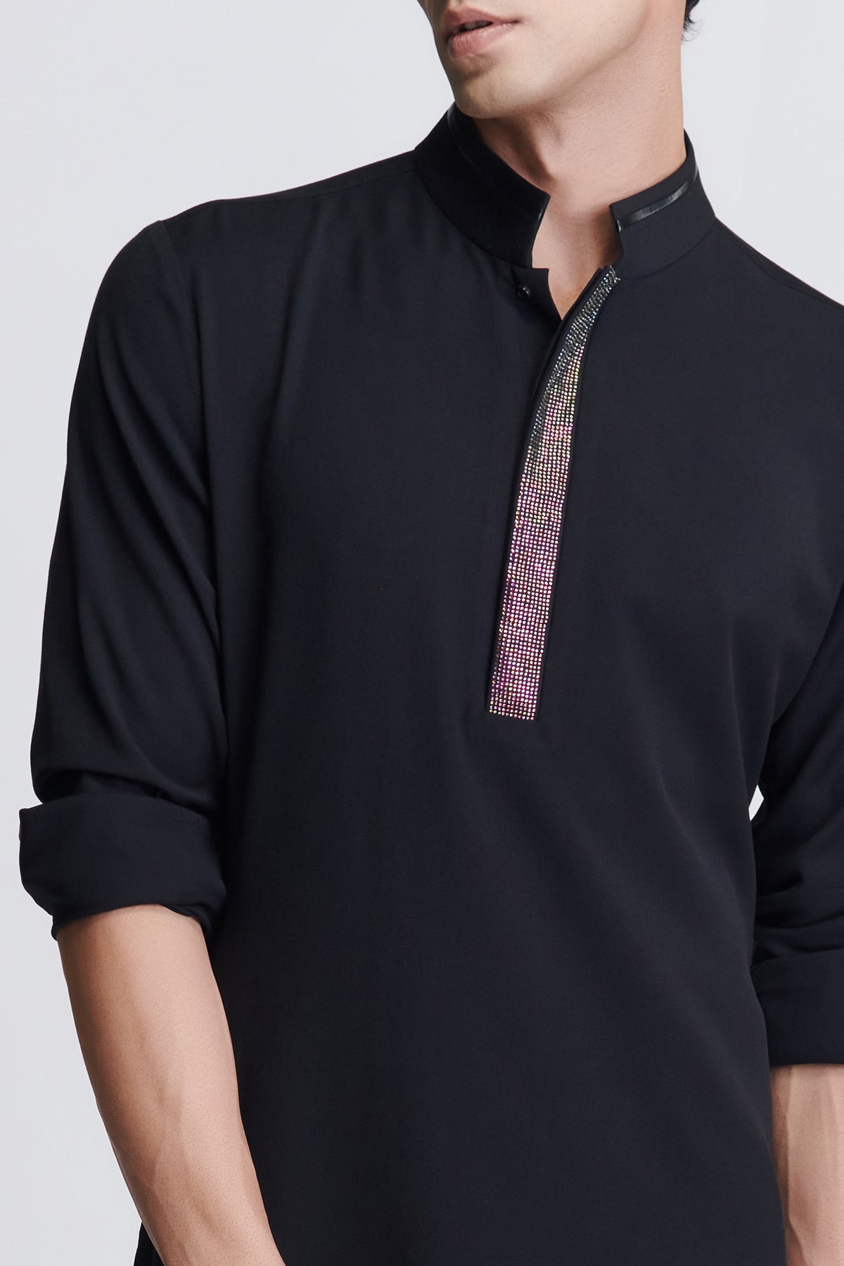 Black Diamante Placket Kurta