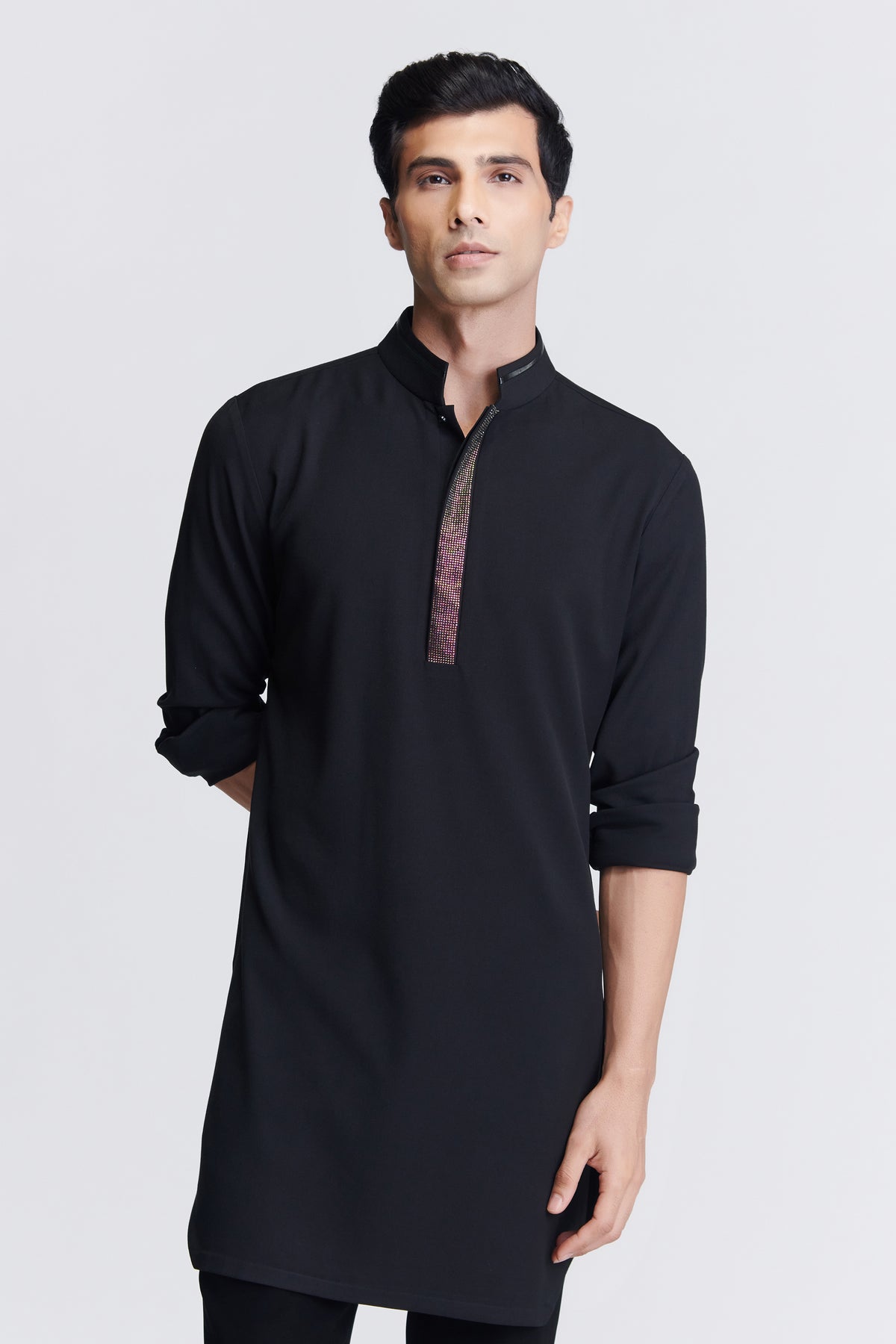 Black Diamante Placket Kurta
