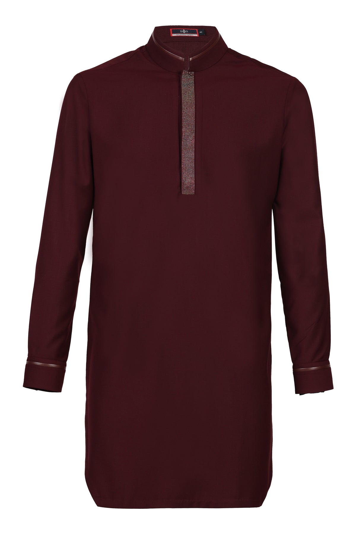 Plum Diamante Placket Kurta