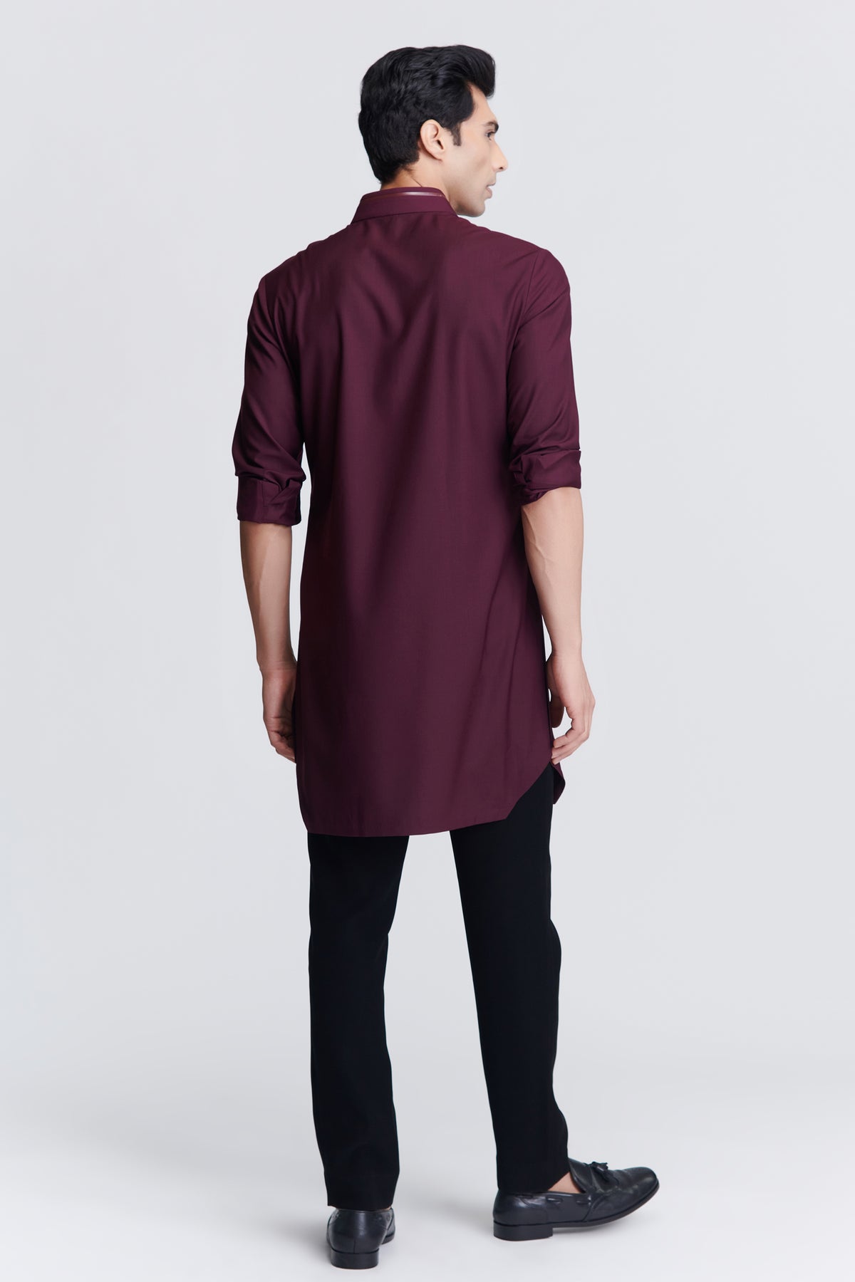 Plum Diamante Placket Kurta