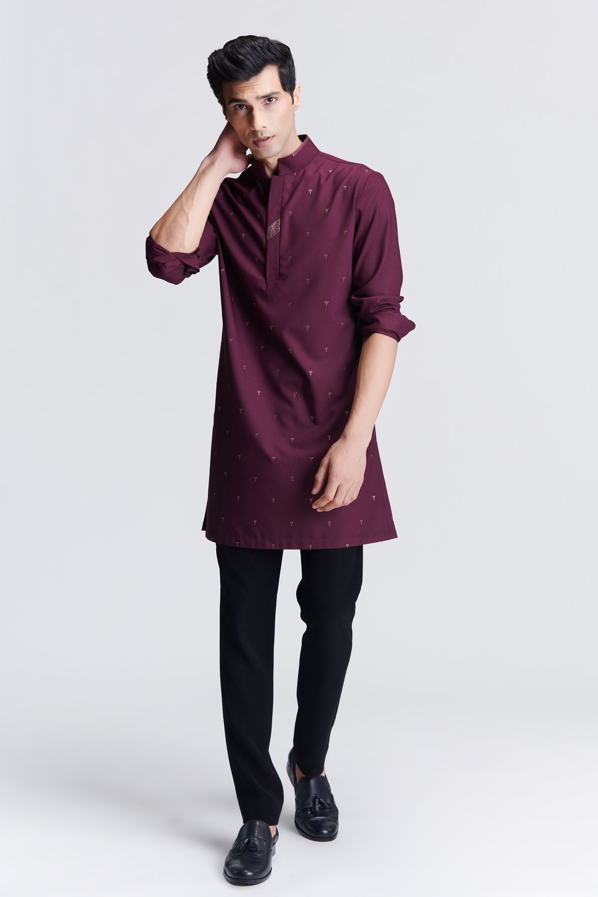 Plum Embellished Kurta