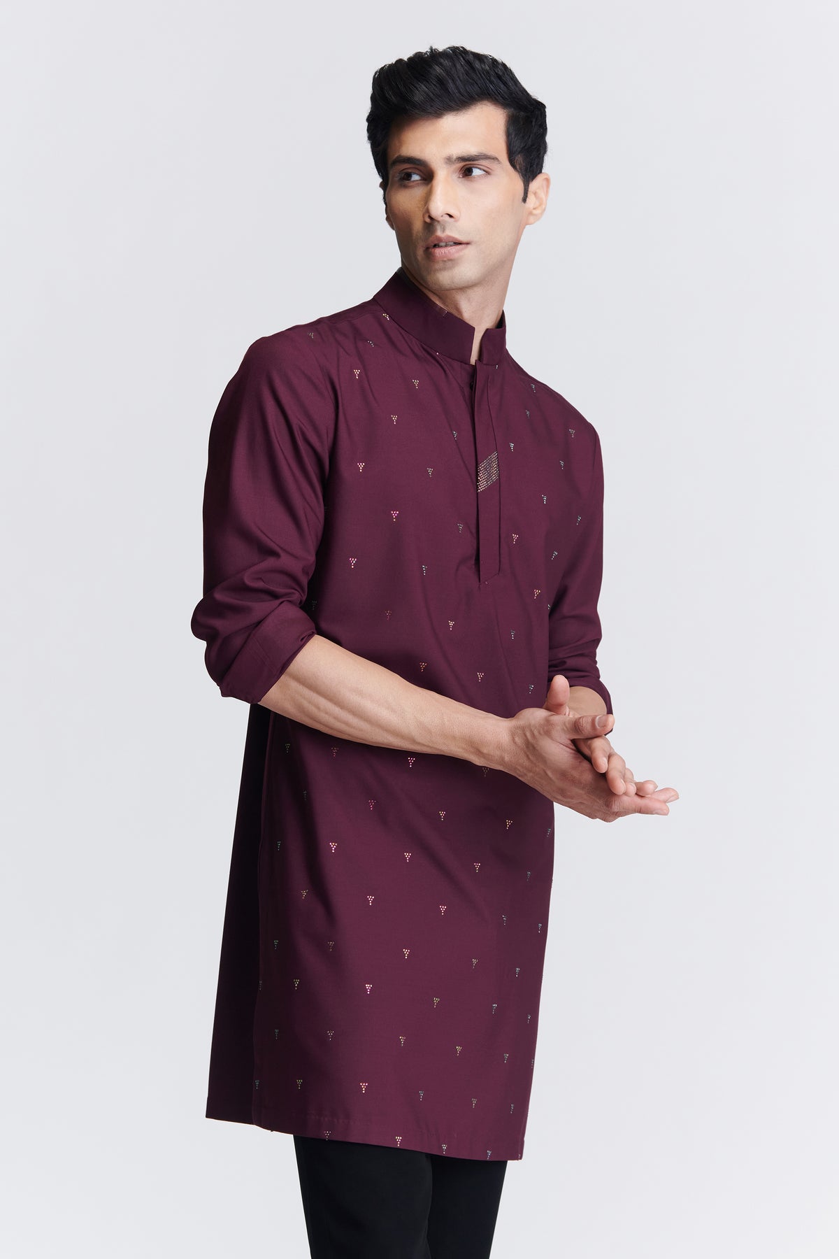 Plum Embellished Kurta