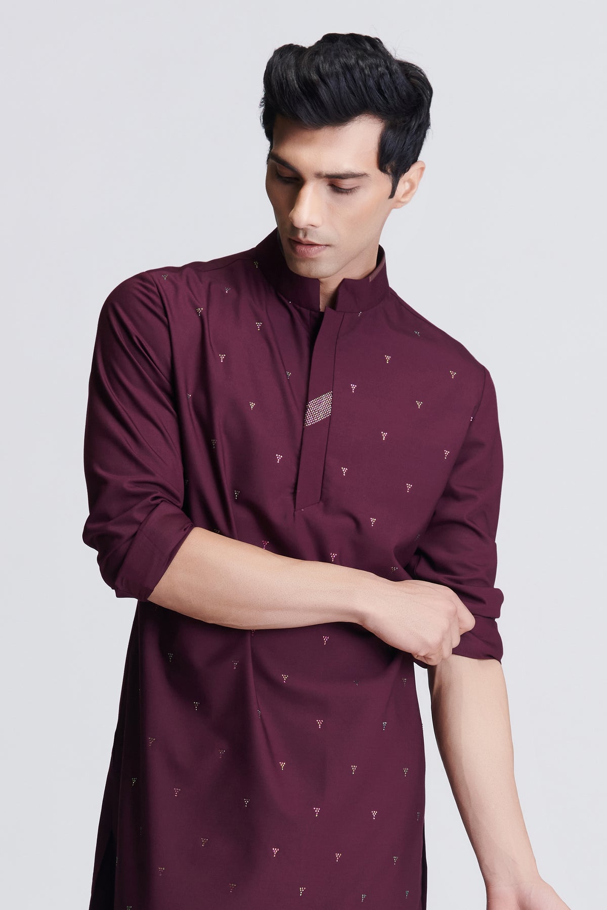 Plum Embellished Kurta