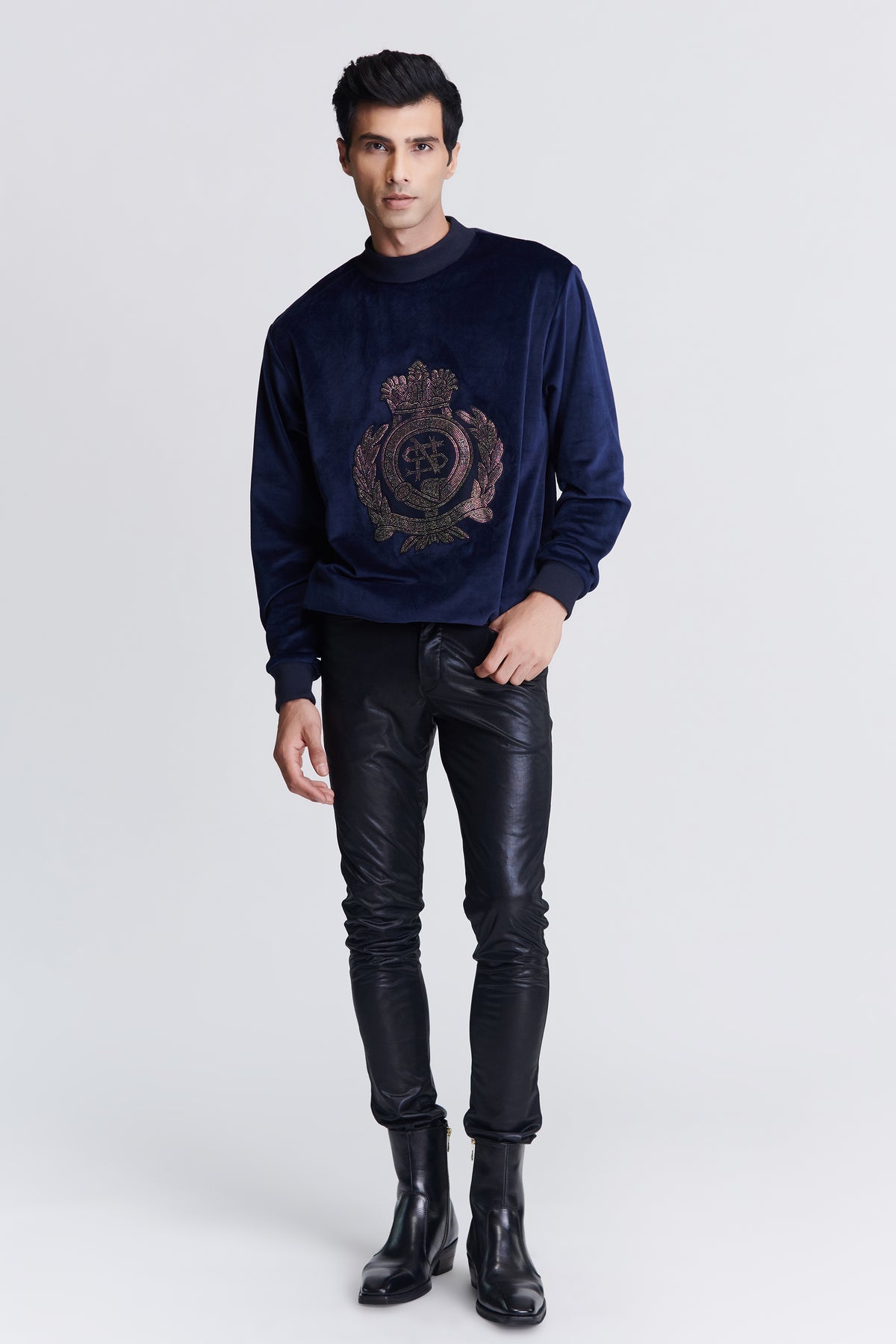 Navy Crested Sweatshirt