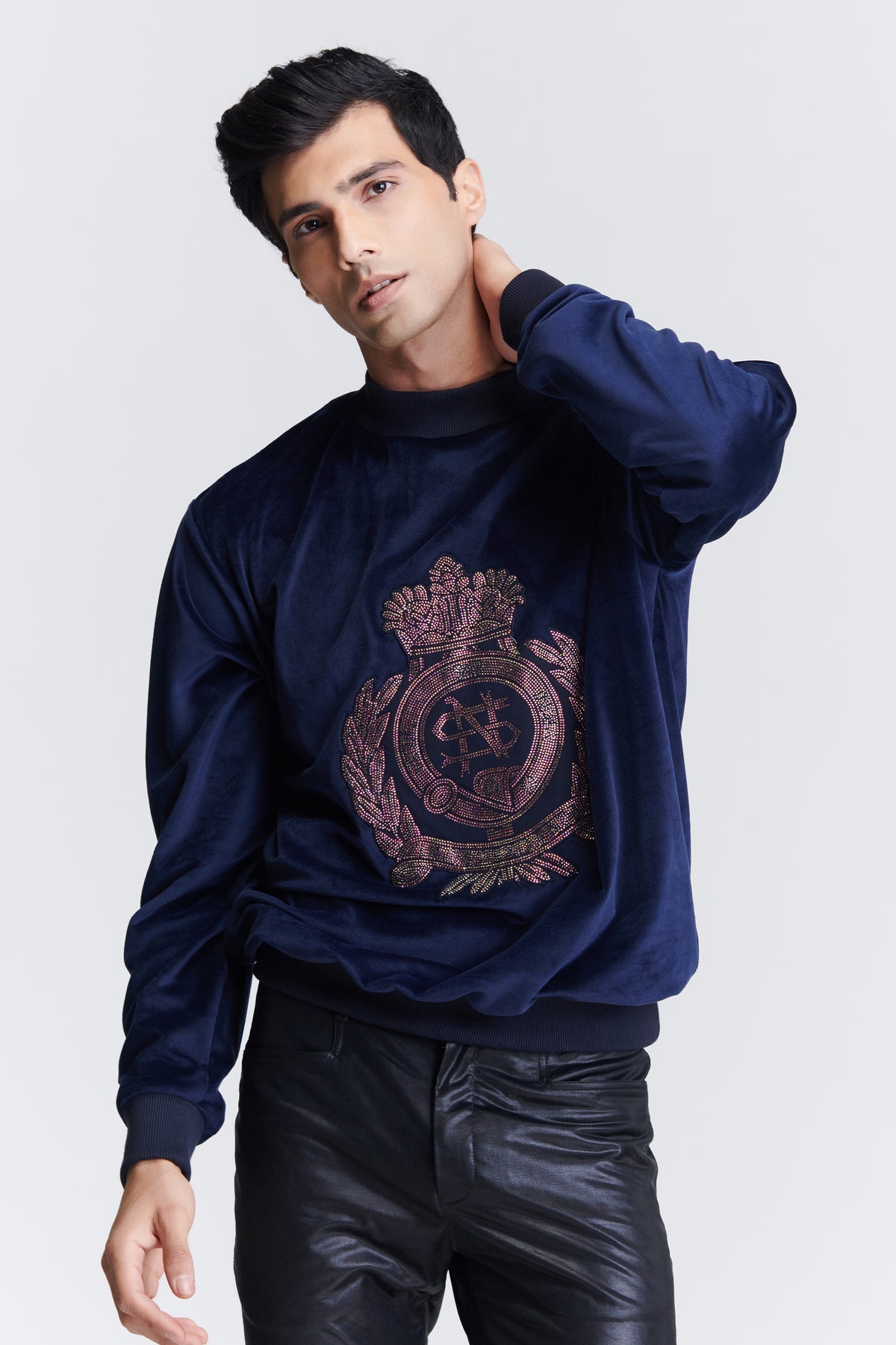Navy Crested Sweatshirt