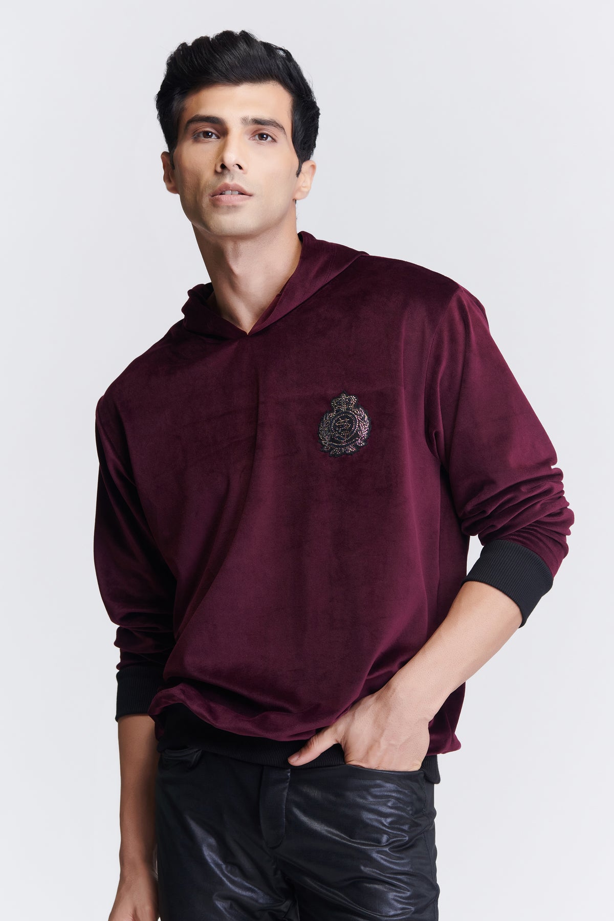 Plum Crested Hooded Sweatshirt