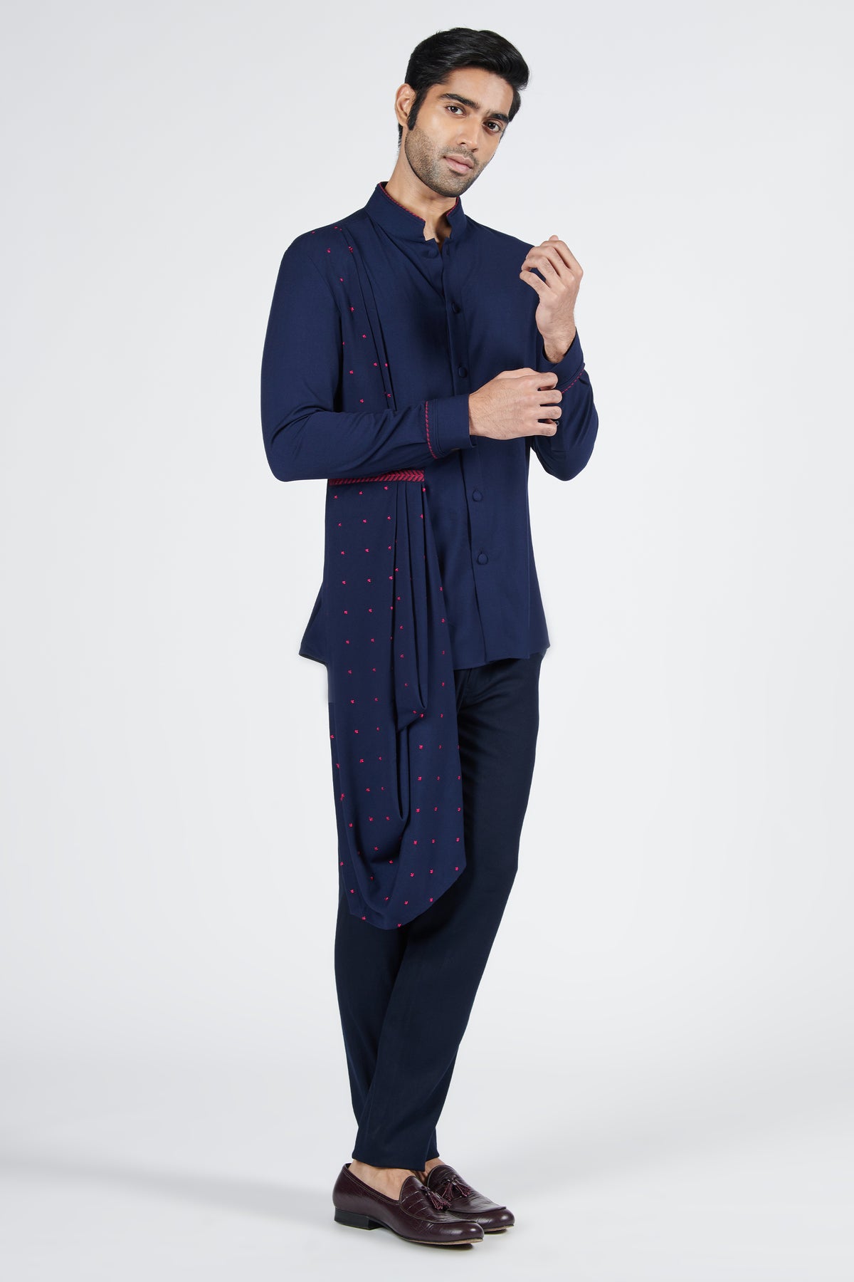 Navy Drape Shirt