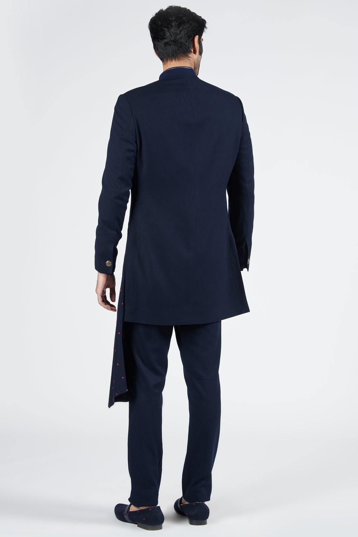 One Button Open Sherwani with Neo Drape