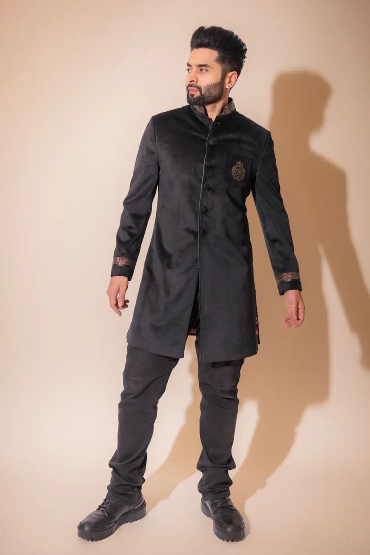 Black Crested Sherwani