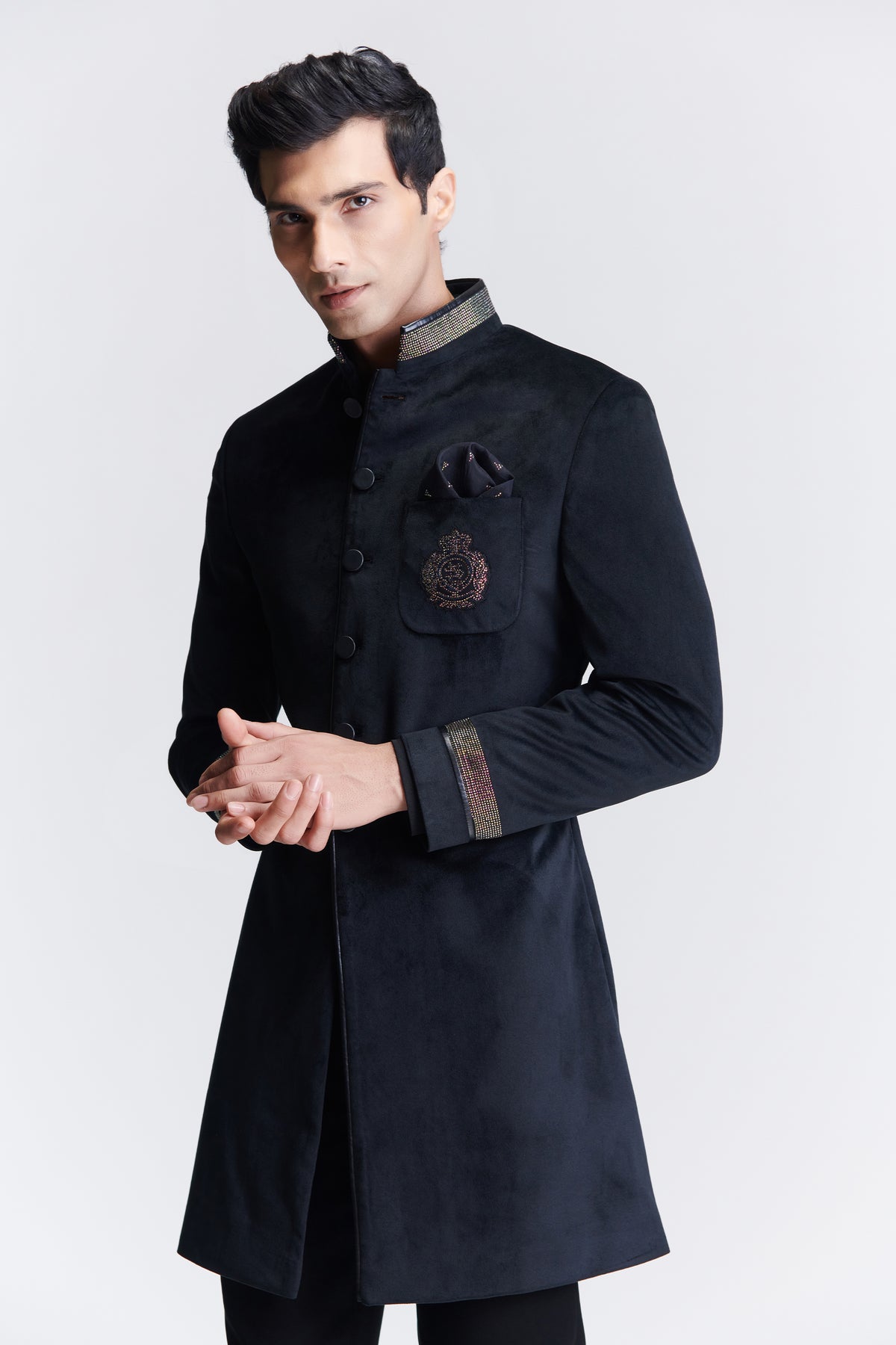 Black Crested Sherwani