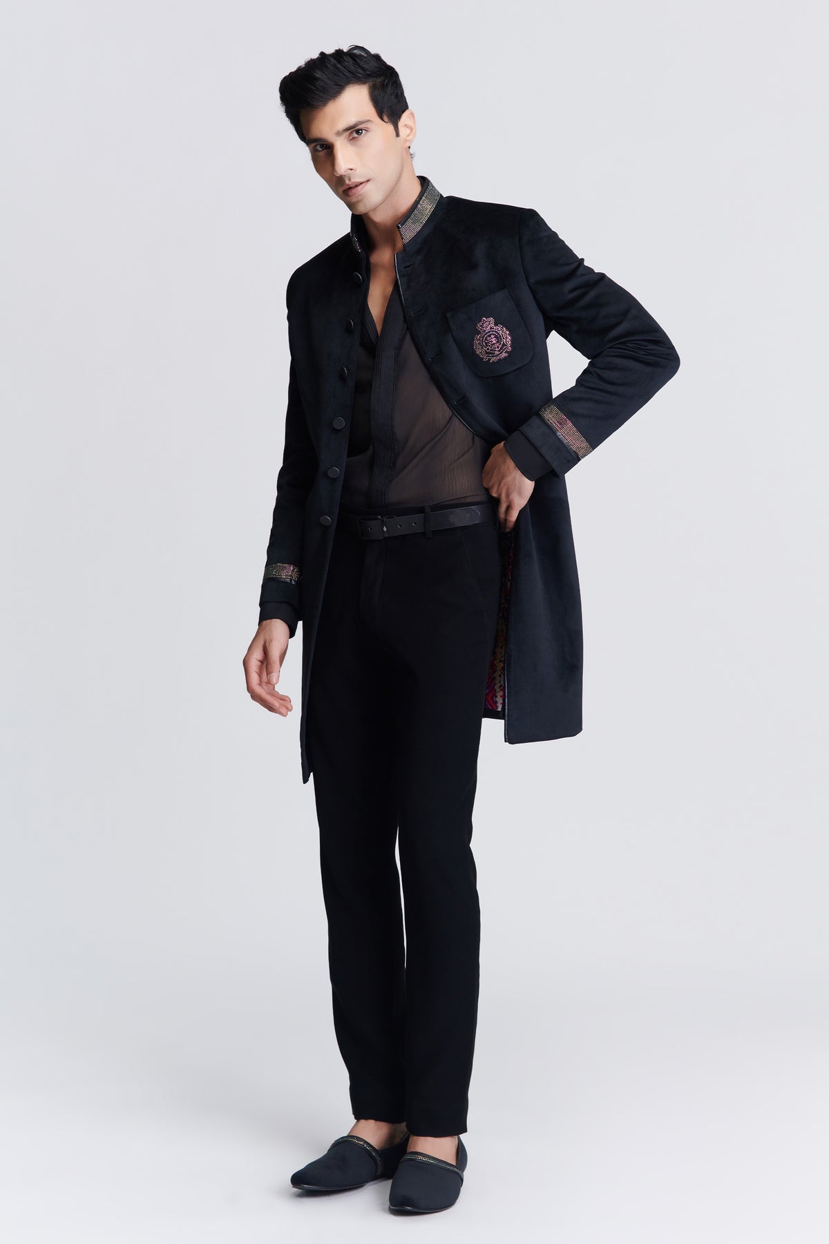 Black Crested Sherwani