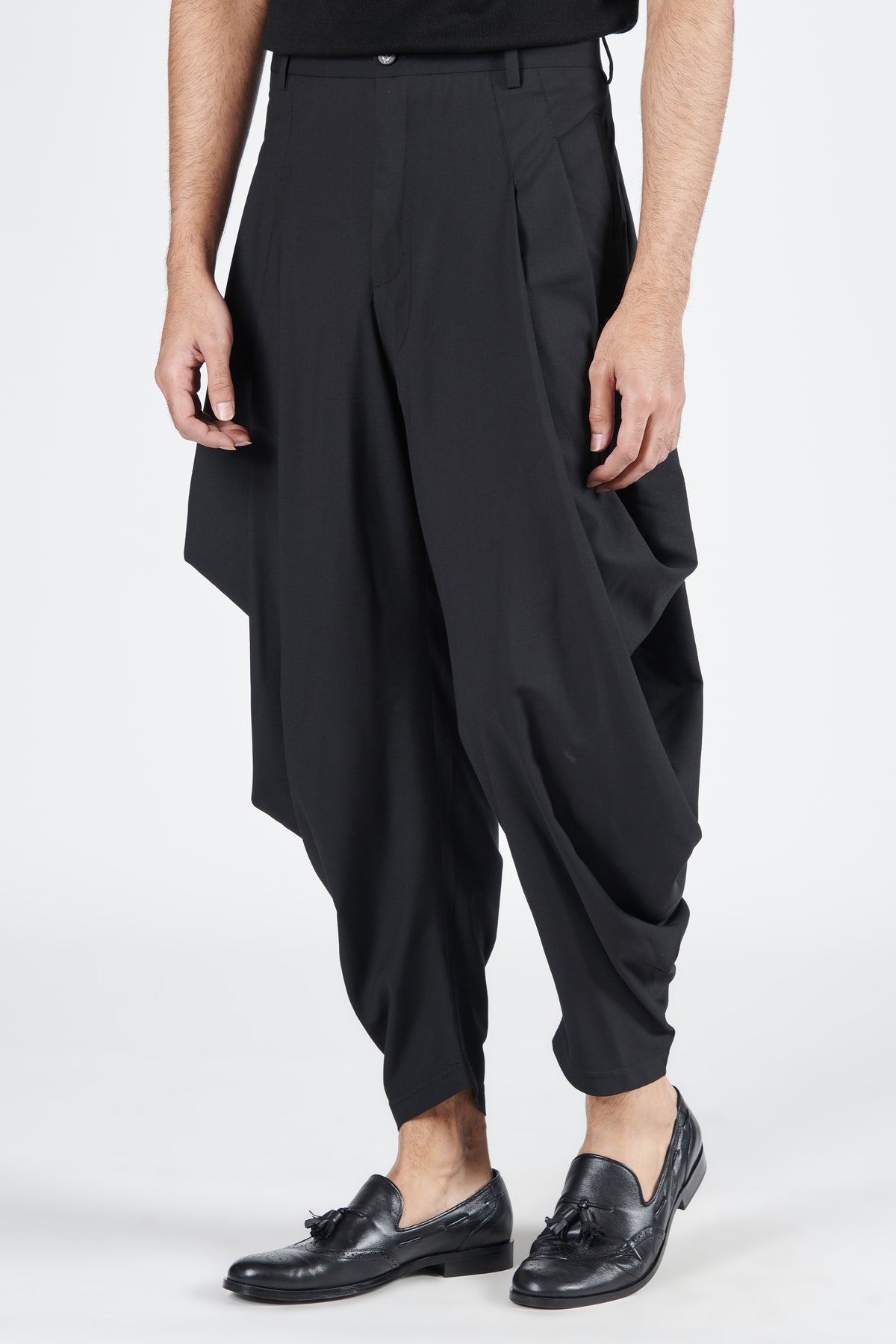 Black Drape Cowl Pants