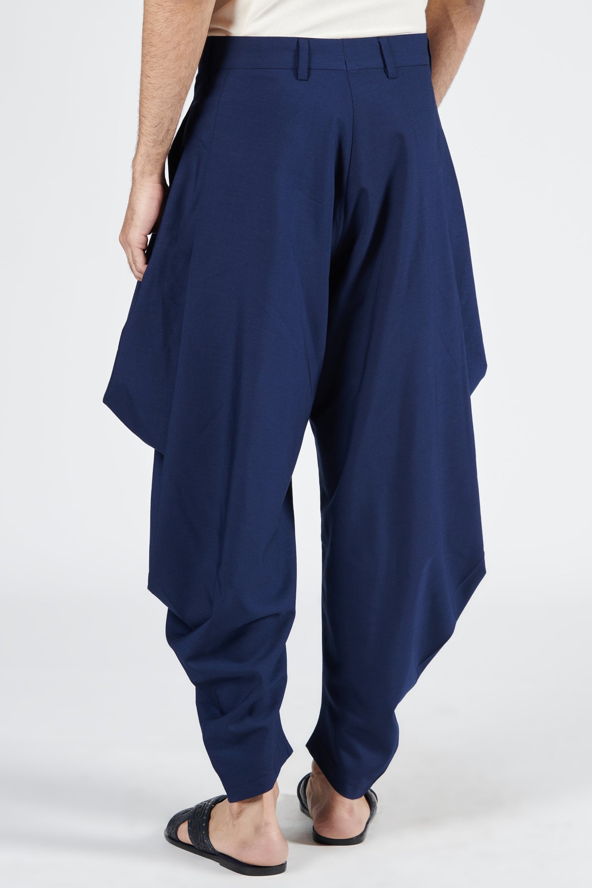 Navy Drape Cowl Pants