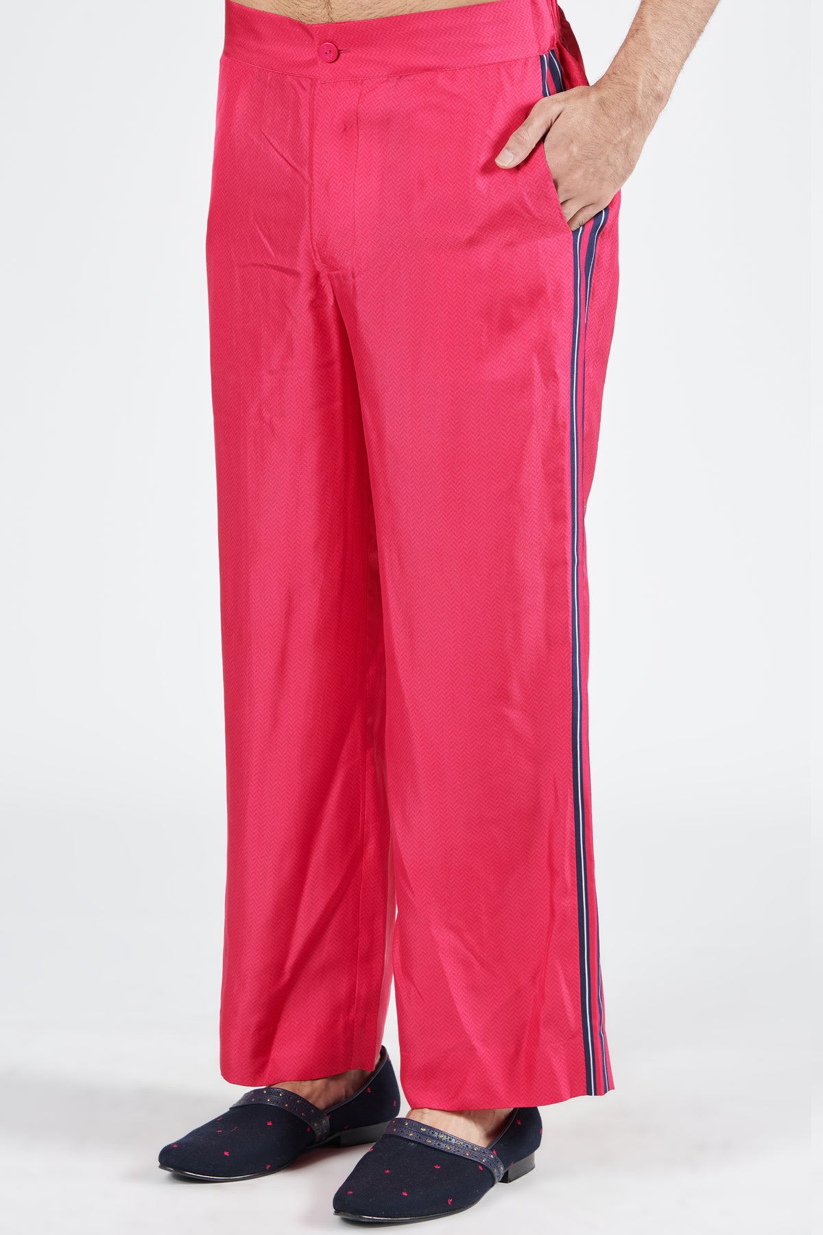 Pink Twill Silk Trouser