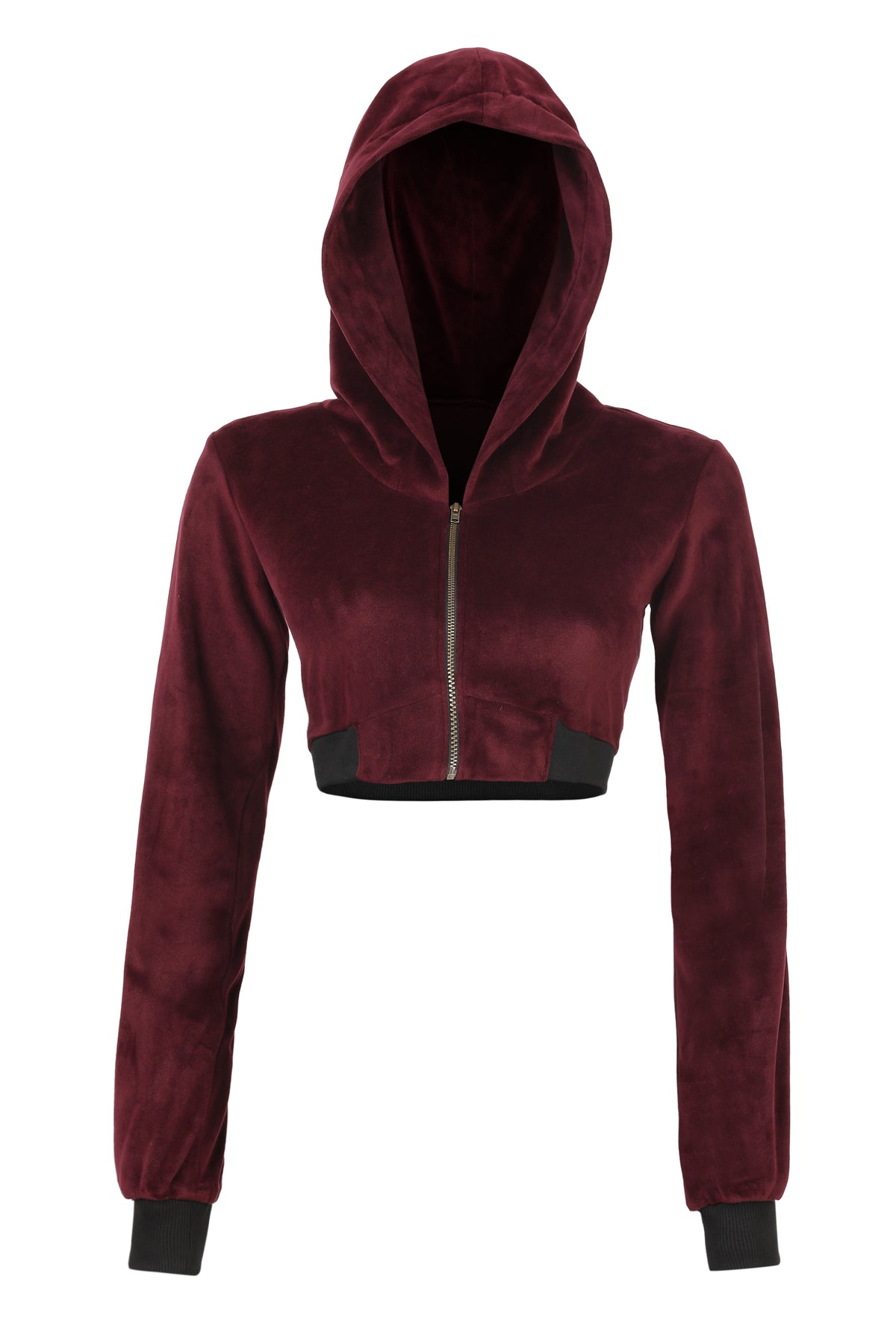 Cropped Velvet Hoodie