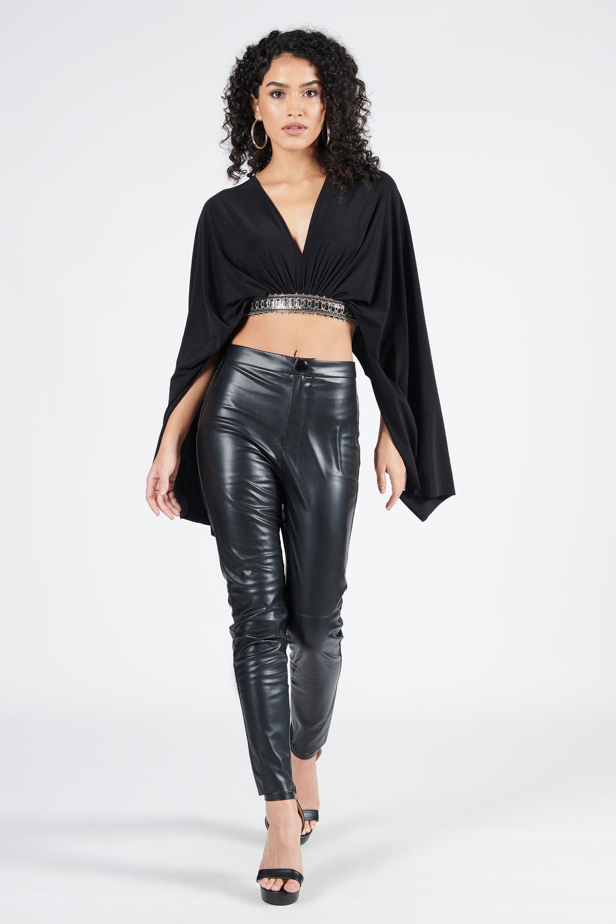 Exaggerated Draped Sleeve Top
