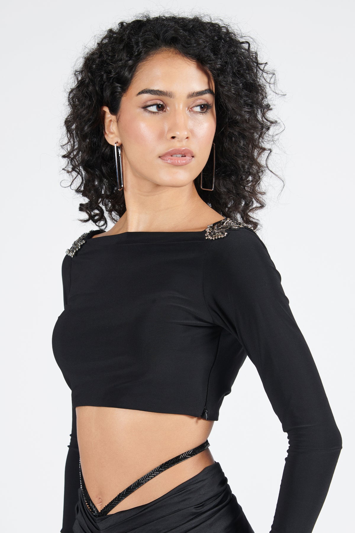 Black Boat Neck Top