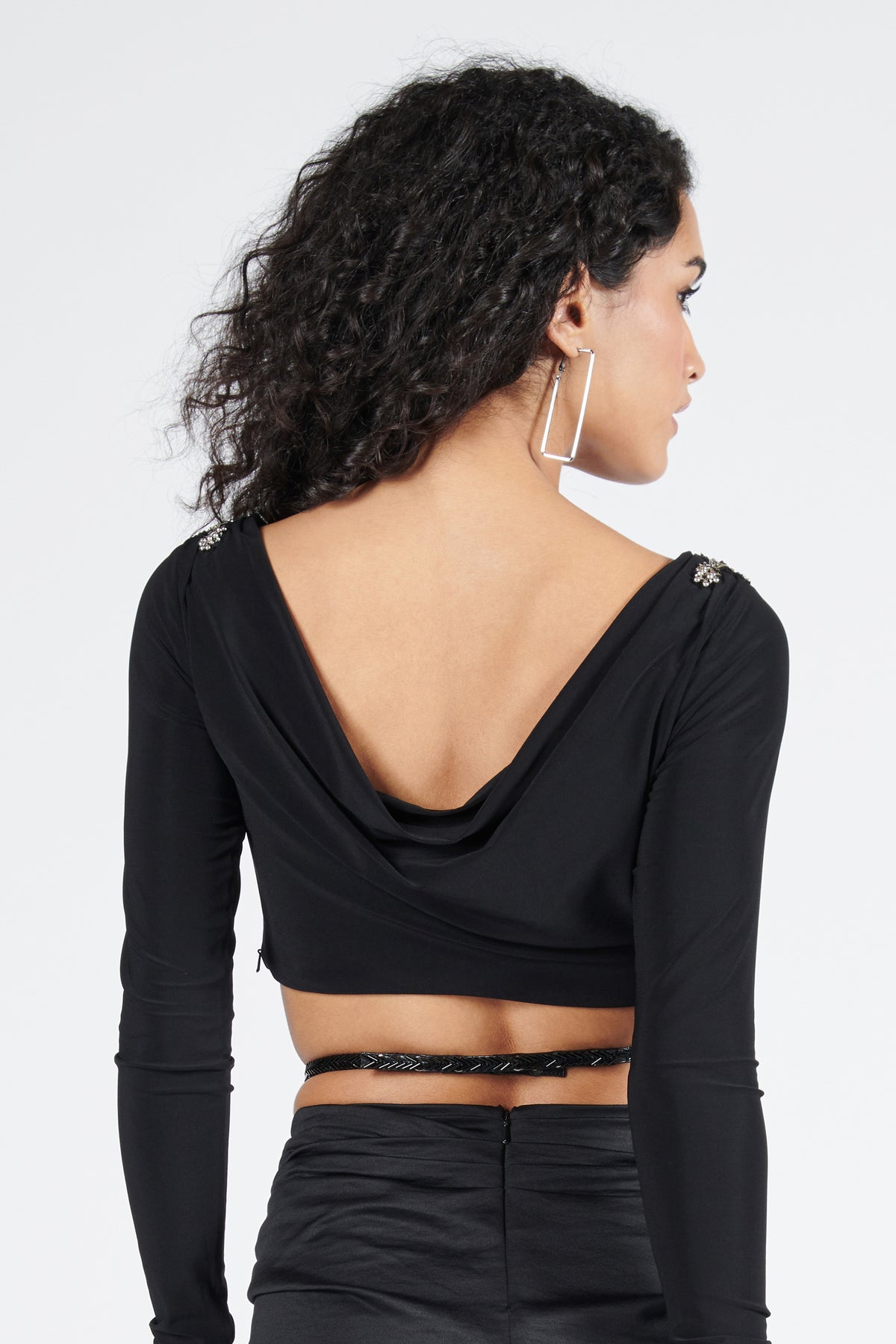 Black Boat Neck Top