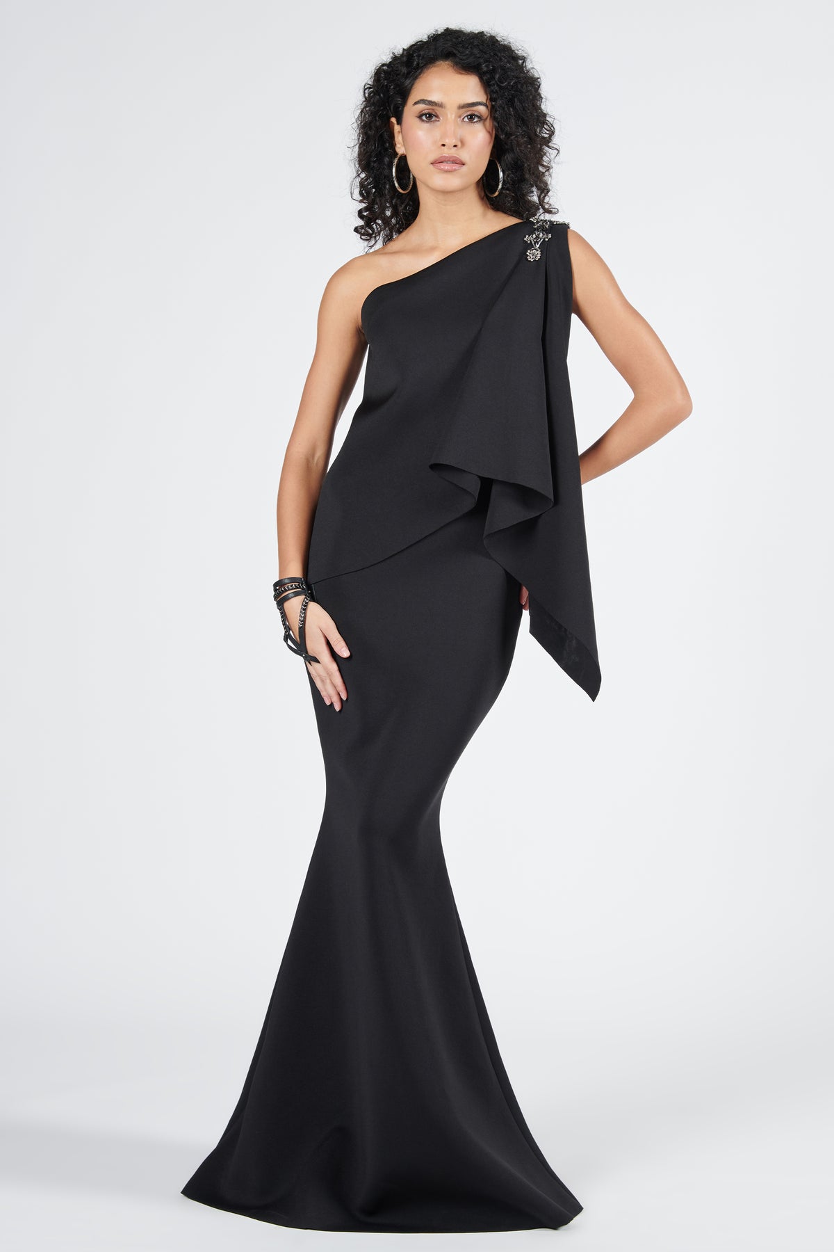 One Shoulder Saree Gown with Neo Drape