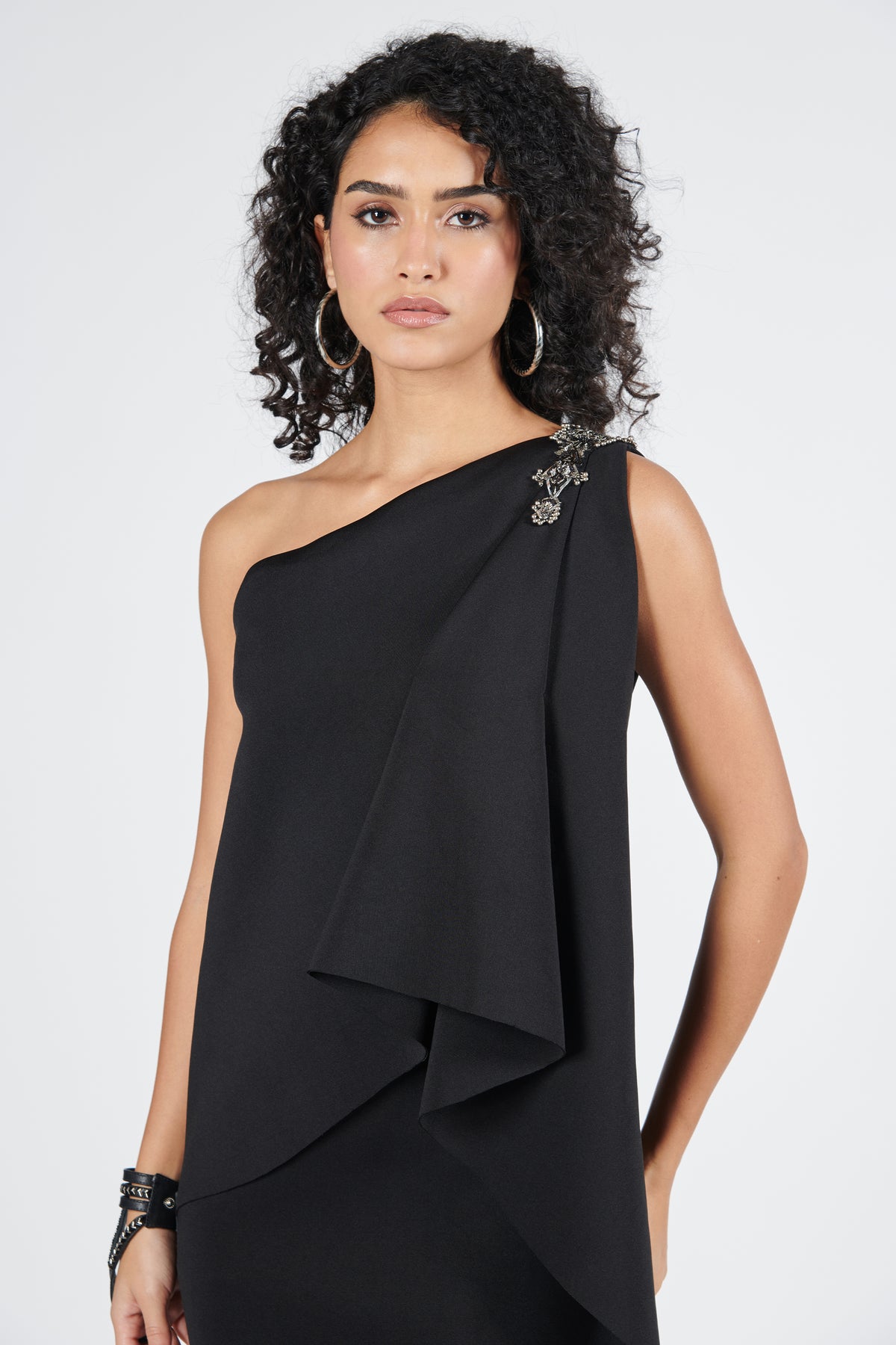 One Shoulder Saree Gown with Neo Drape