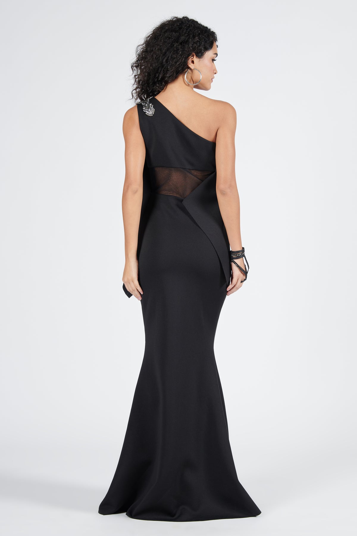 One Shoulder Saree Gown with Neo Drape
