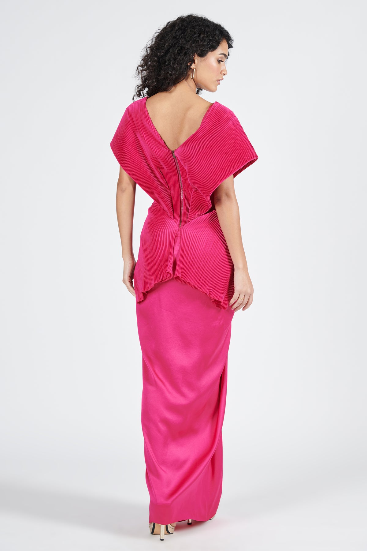 Pleated Cape Gown