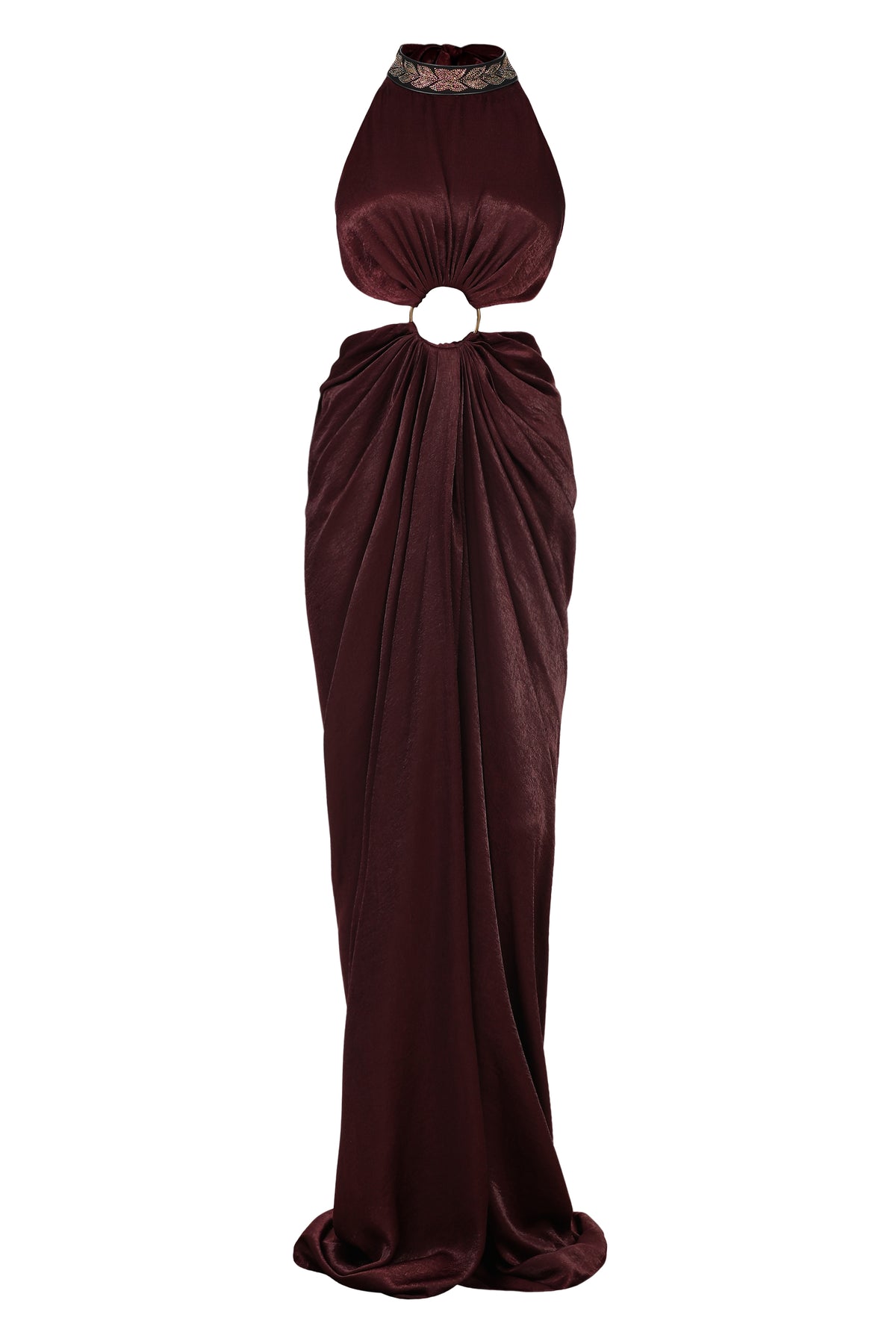 Plum Cut-Out Saree Gown