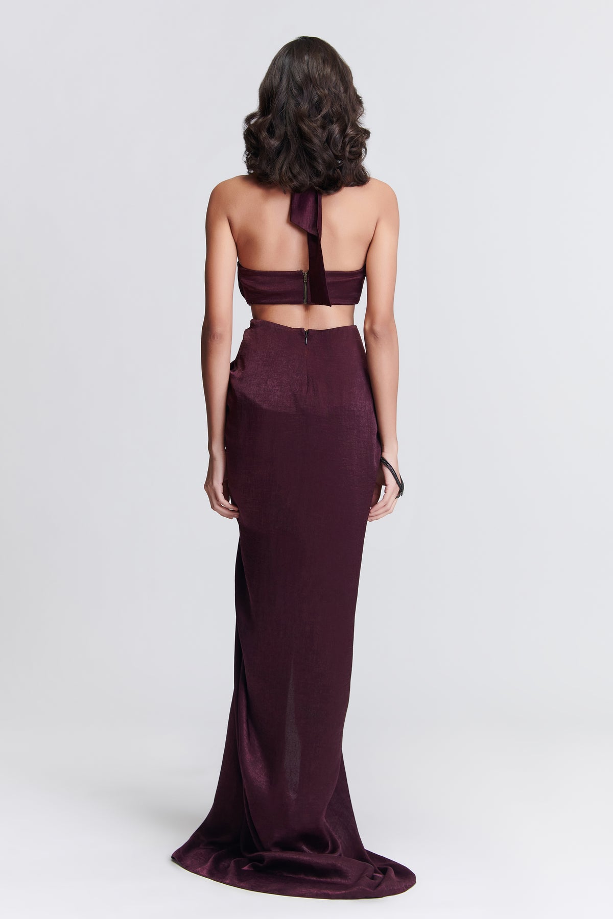 Plum Cut-Out Saree Gown