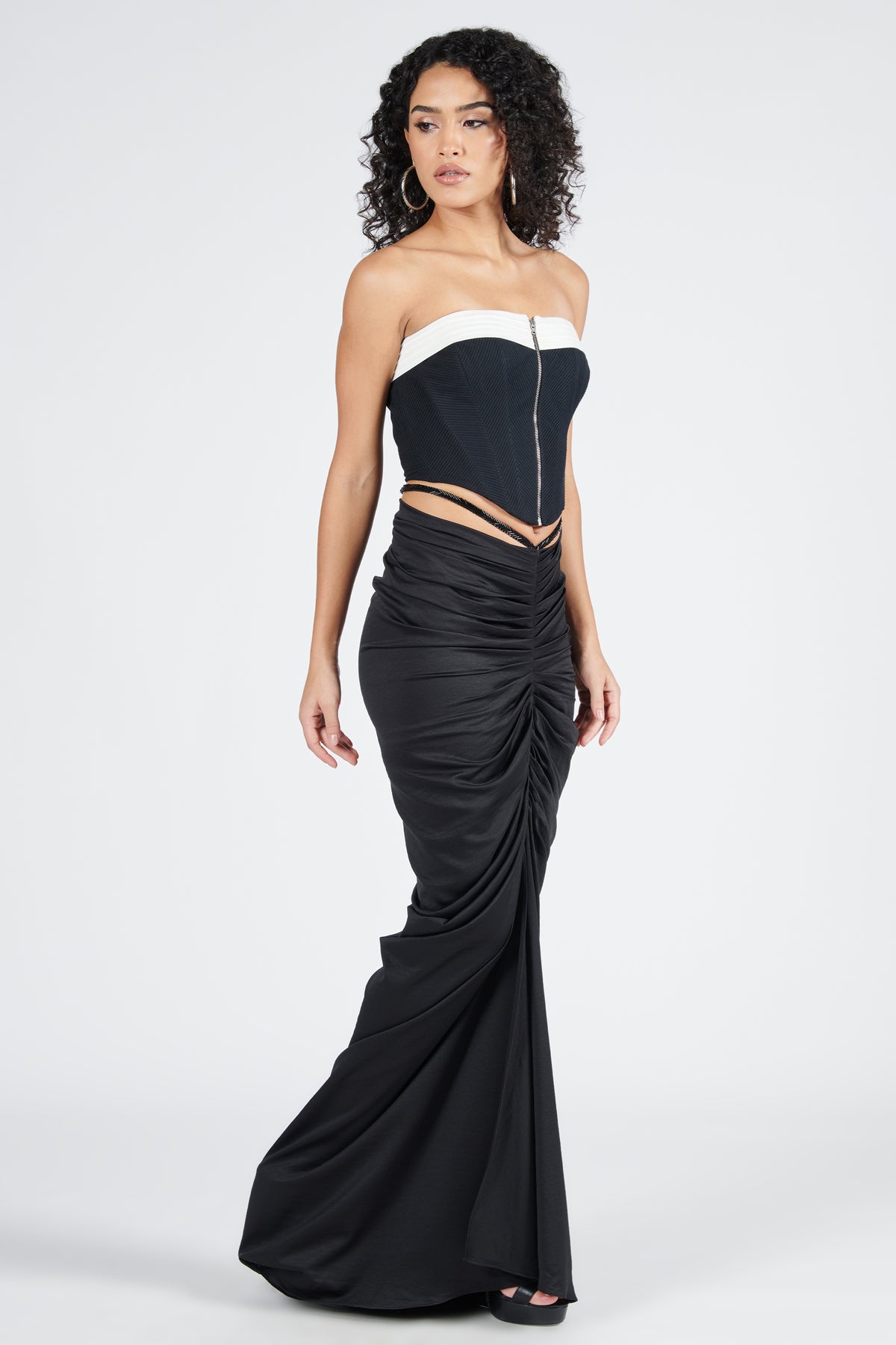 Black Twisted Drape Skirt