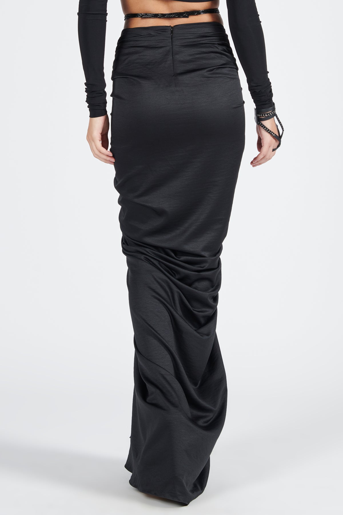 Black Twisted Drape Skirt