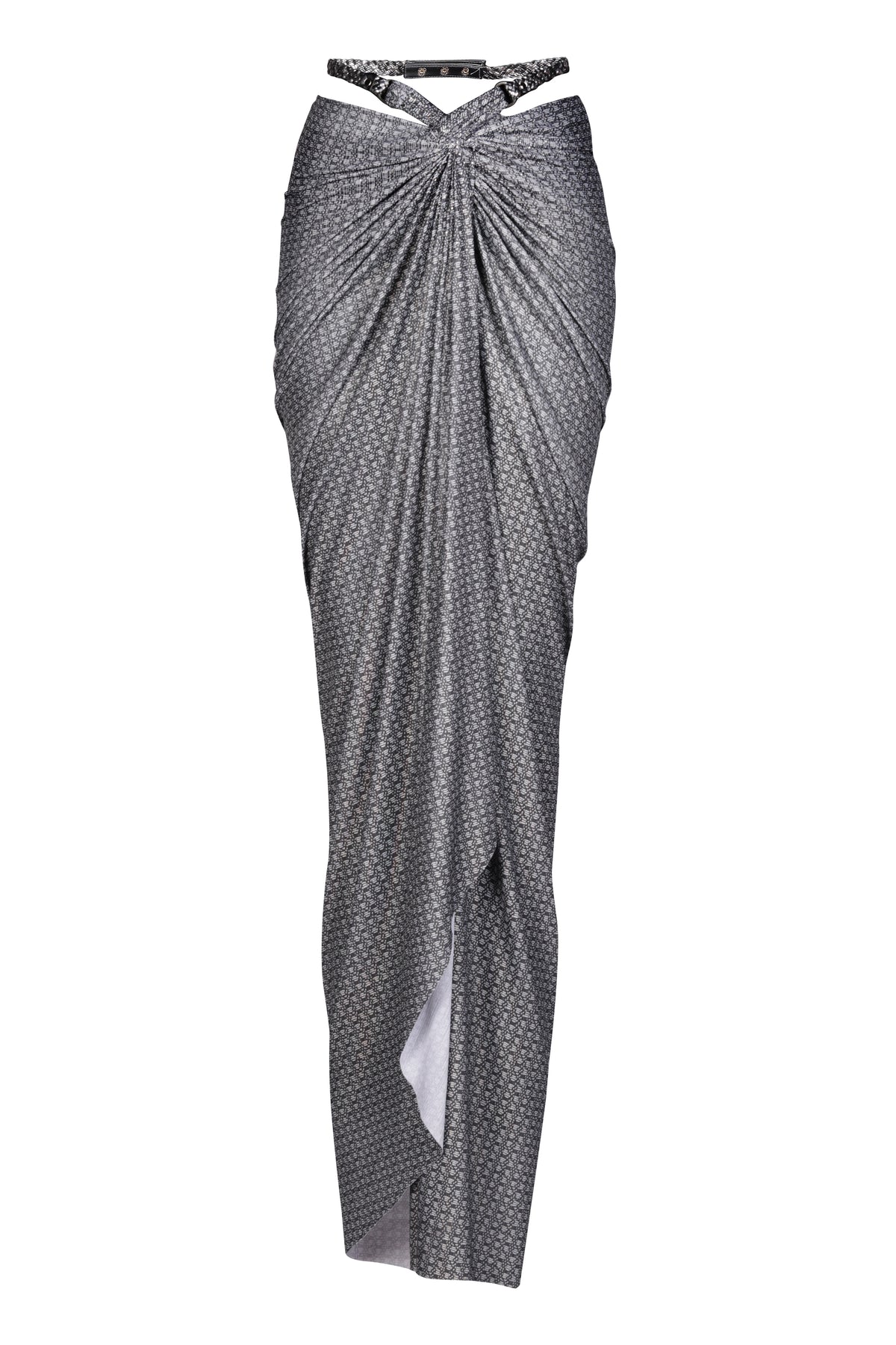 Braid Printed Twisted Drape Skirt