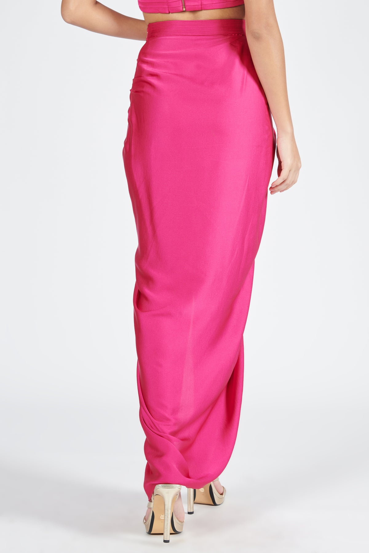 Pink Asymmetric Draped Skirt
