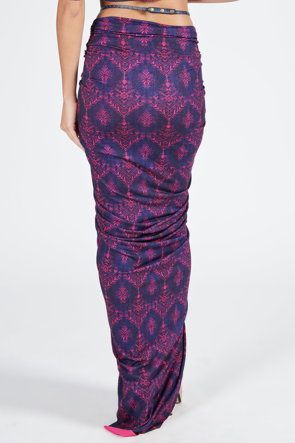 Pink Gathered Skirt with Belt
