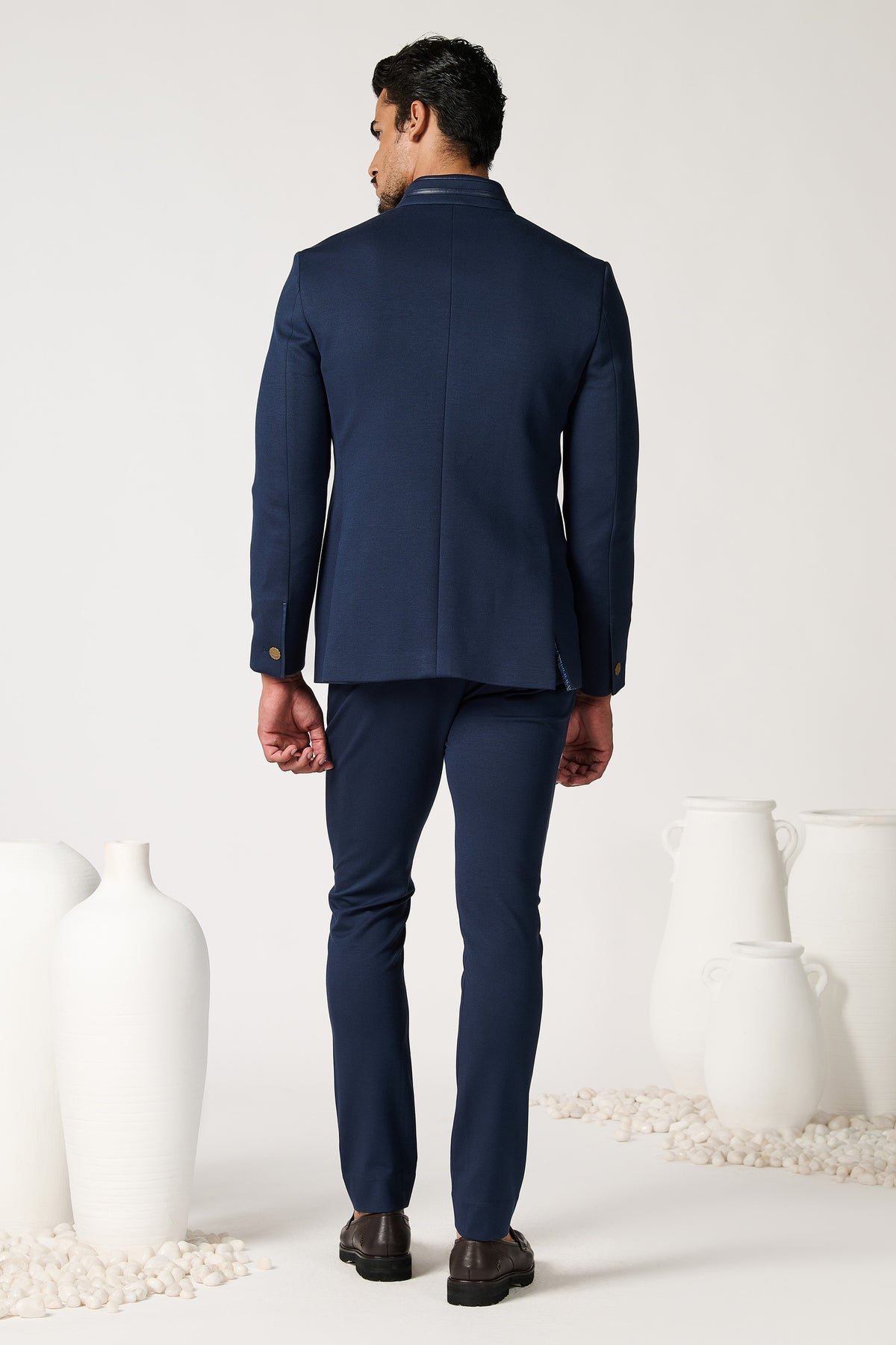Navy Bandhgala with Contrasting crest