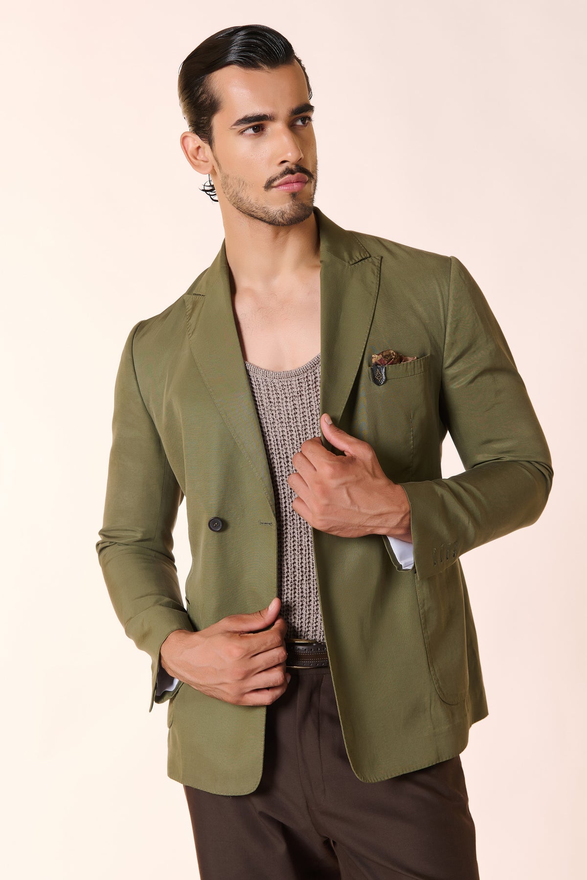 Olive One-Button Jacket