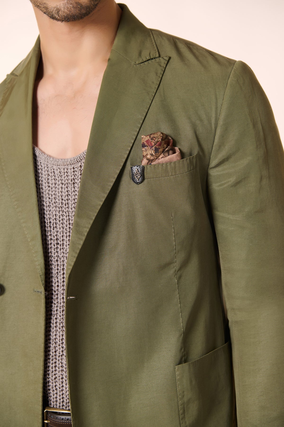 Olive One-Button Jacket