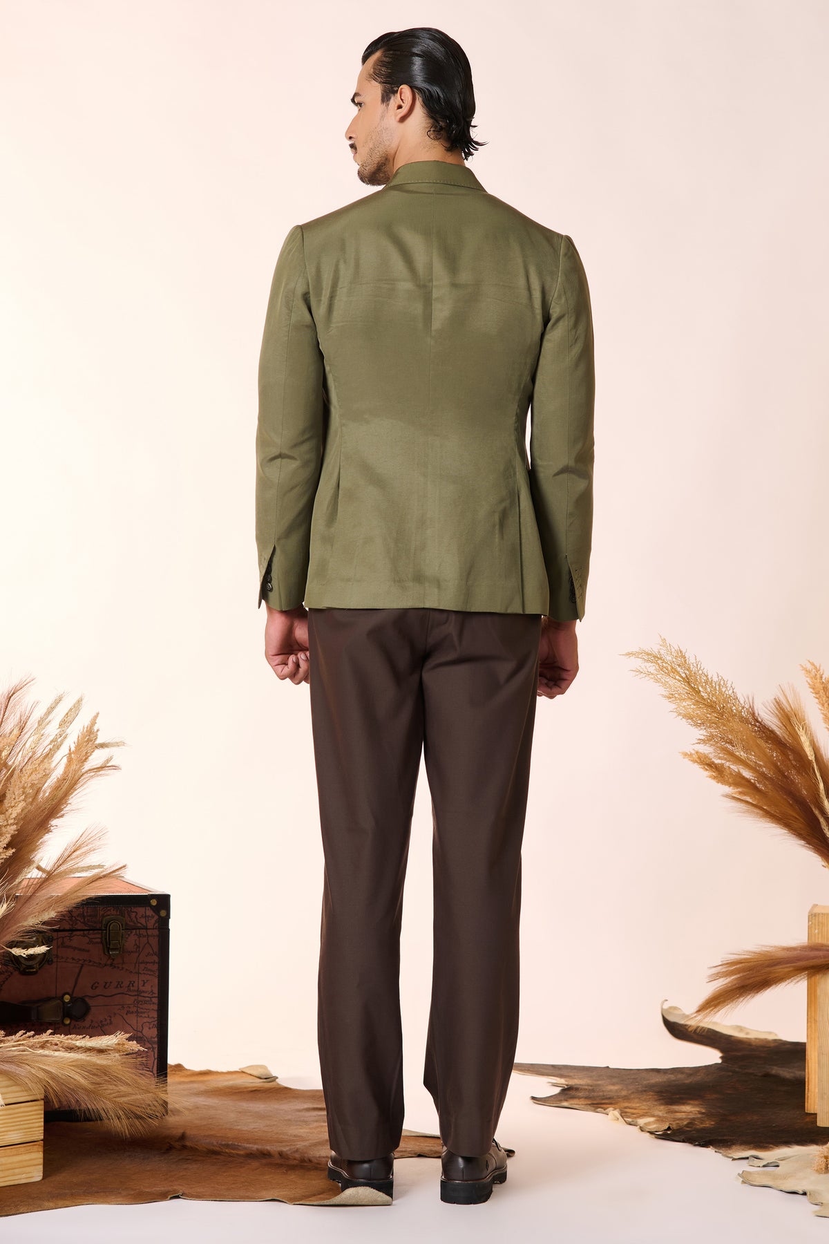 Olive One-Button Jacket