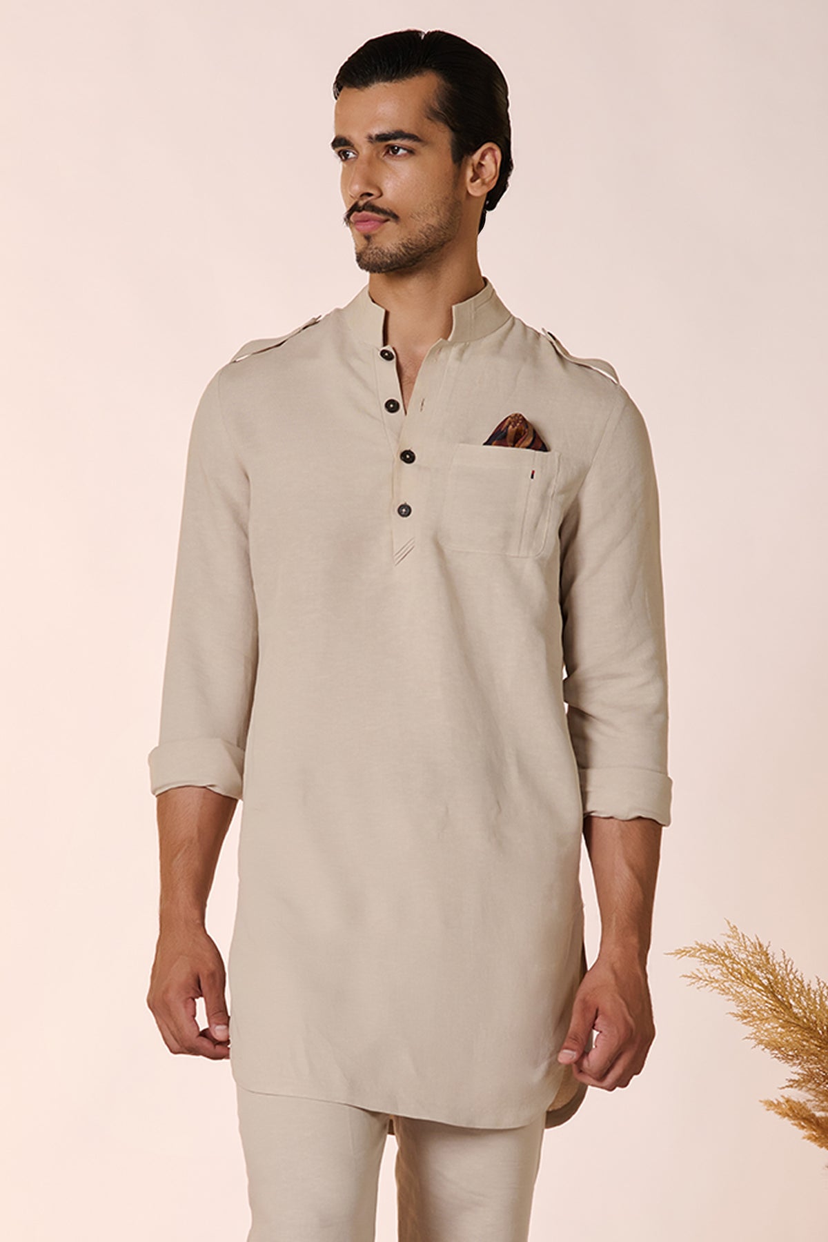 Ecru Slim Fit Kurta