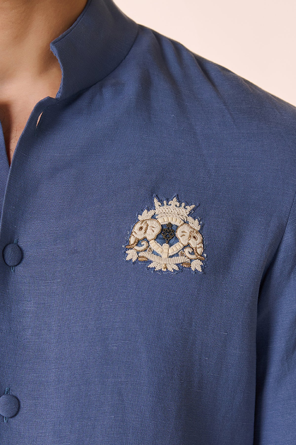 Navy Linen Shirt Kurta