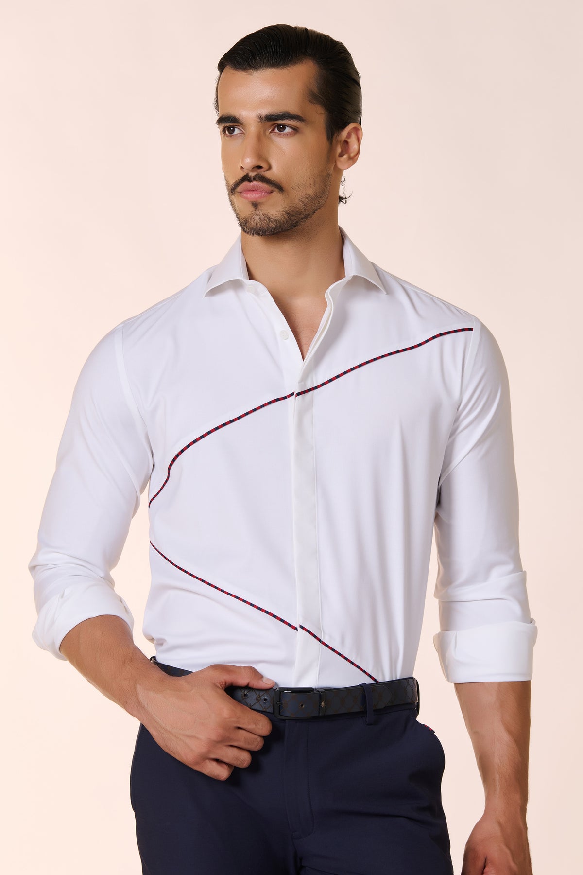 Off white Shirt with Engraved Panel
