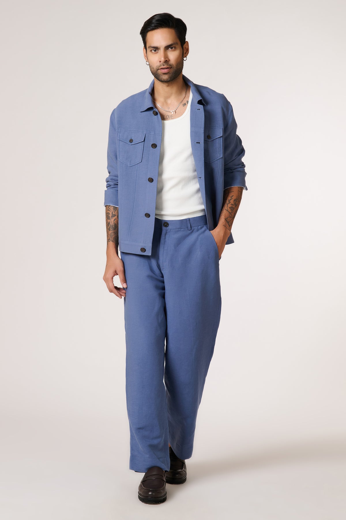 Denim Linen Utility Shacket